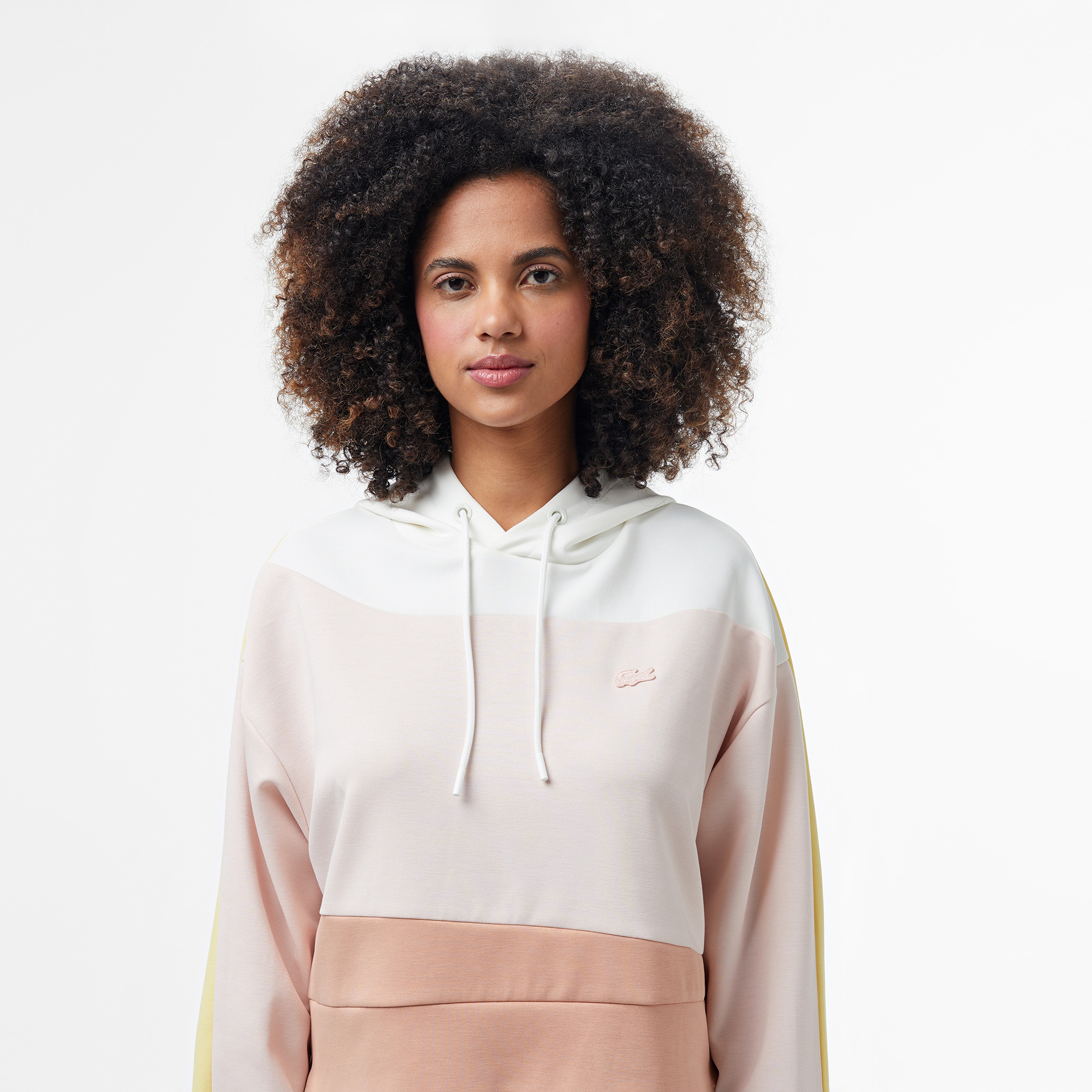 Kadın Kapüşonlu Renk Bloklu Açık Pembe Sweatshirt