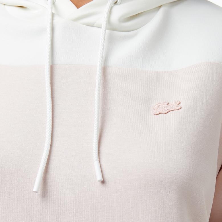 Kadın Kapüşonlu Renk Bloklu Açık Pembe Sweatshirt