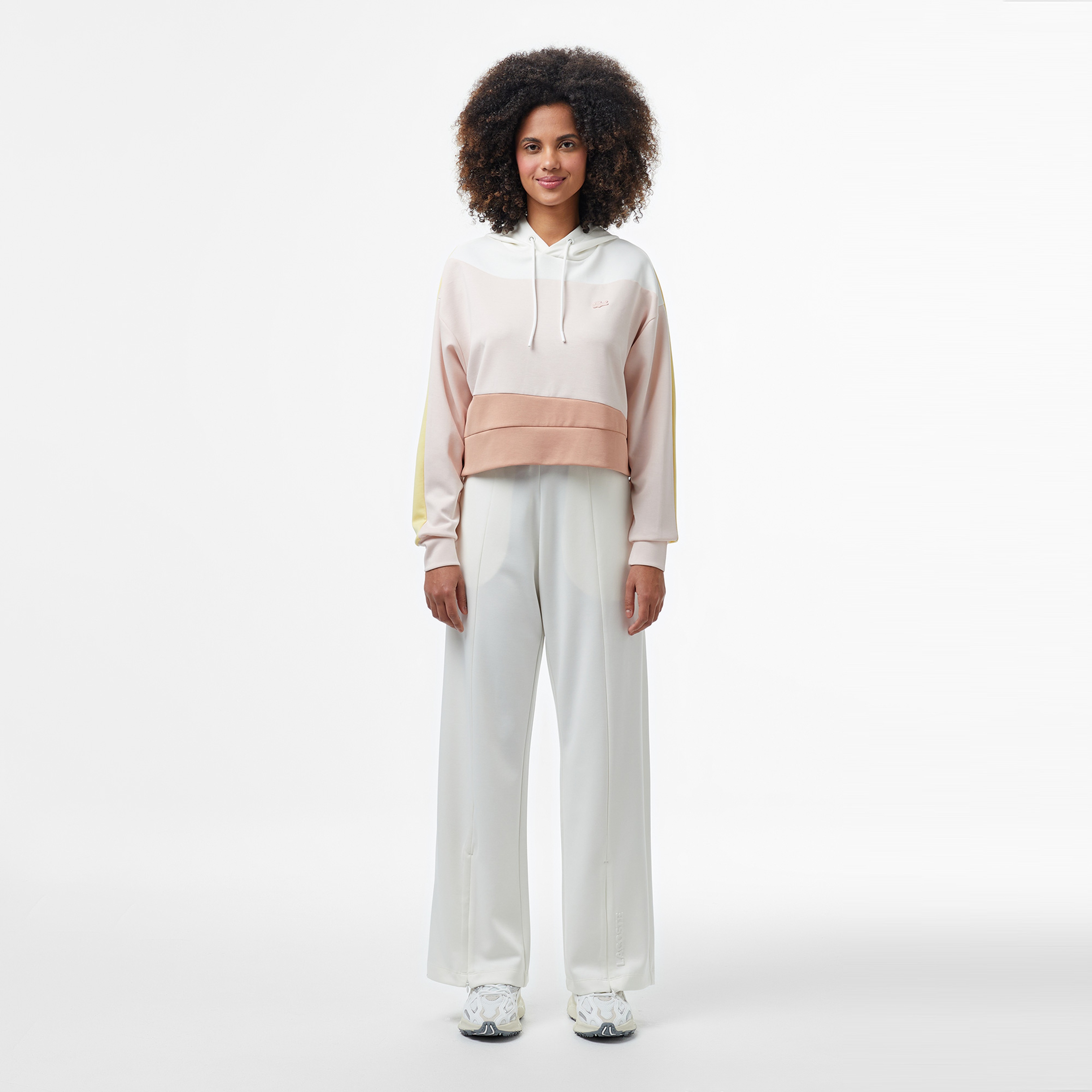 Kadın Kapüşonlu Renk Bloklu Açık Pembe Sweatshirt