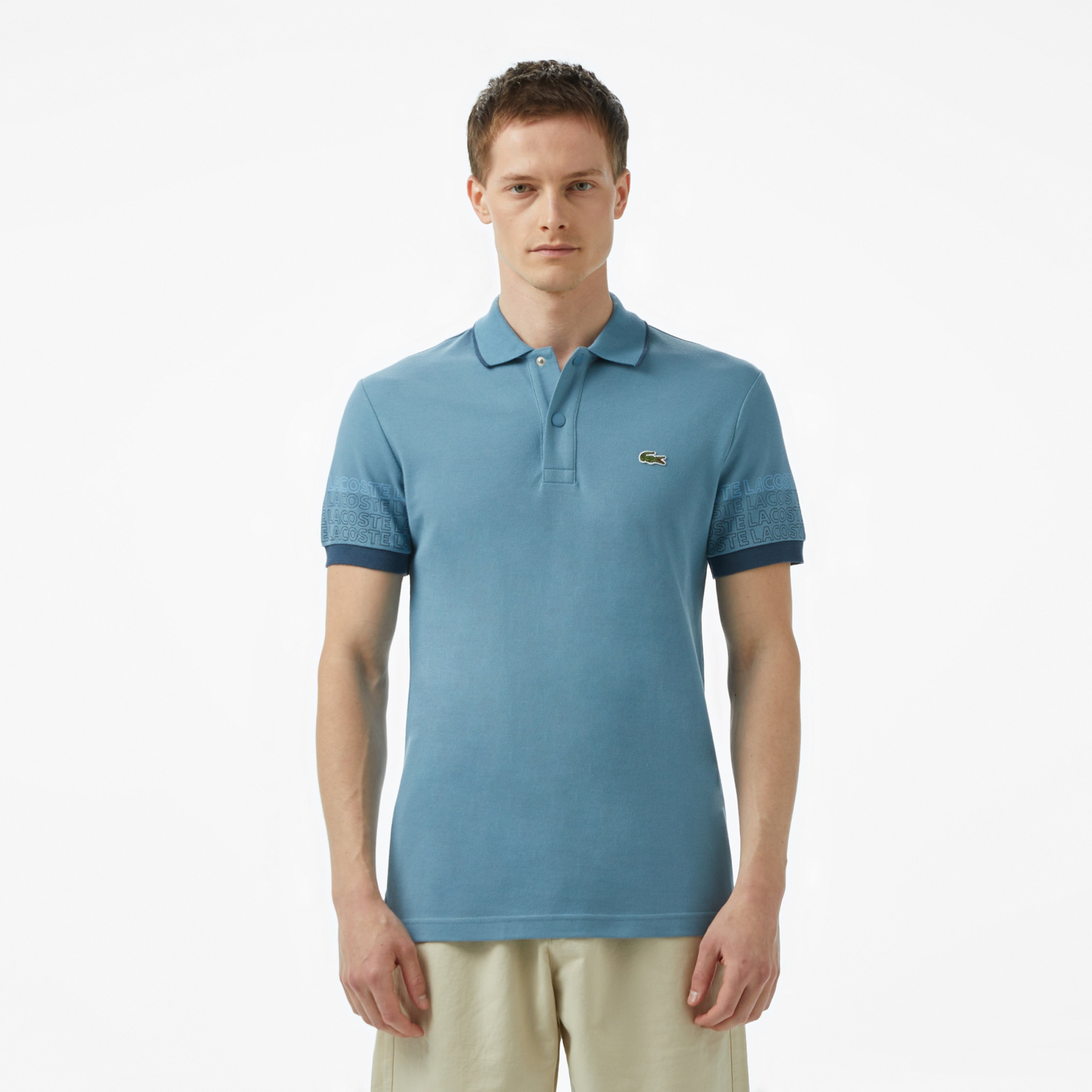 Loose Fit Erkek Baskılı Mavi Polo