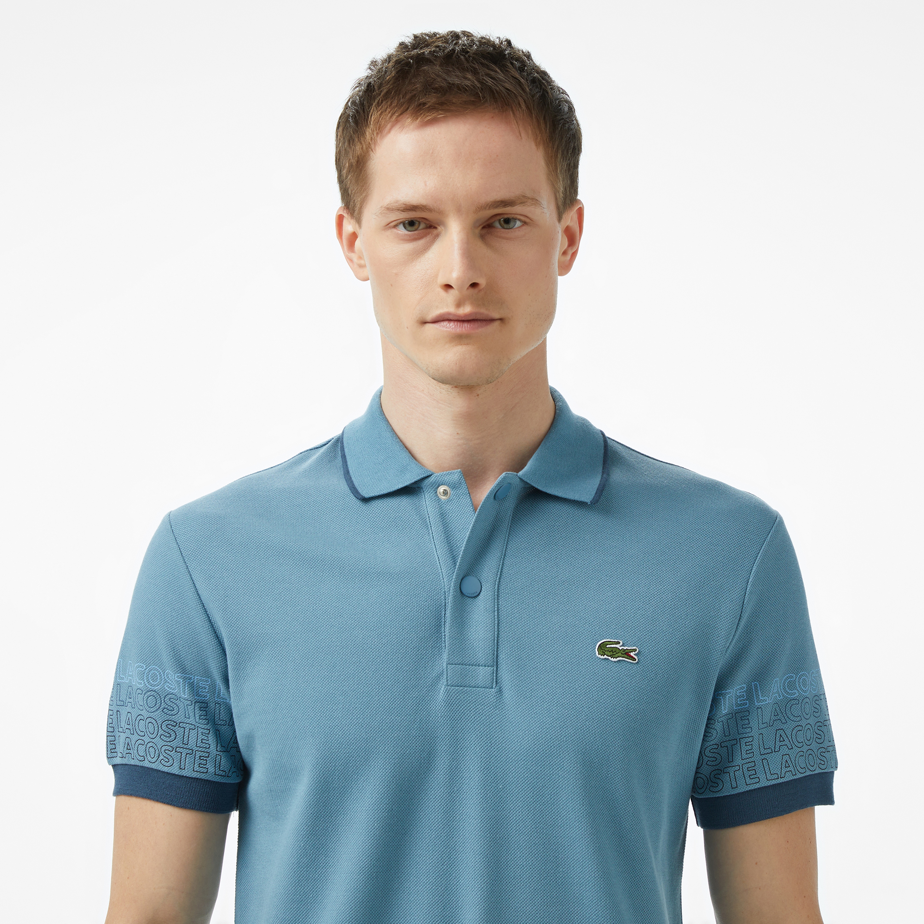 Loose Fit Erkek Baskılı Mavi Polo