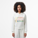 Kadın Relaxed Fit Kapüşonlu Baskılı Beyaz Sweatshirt