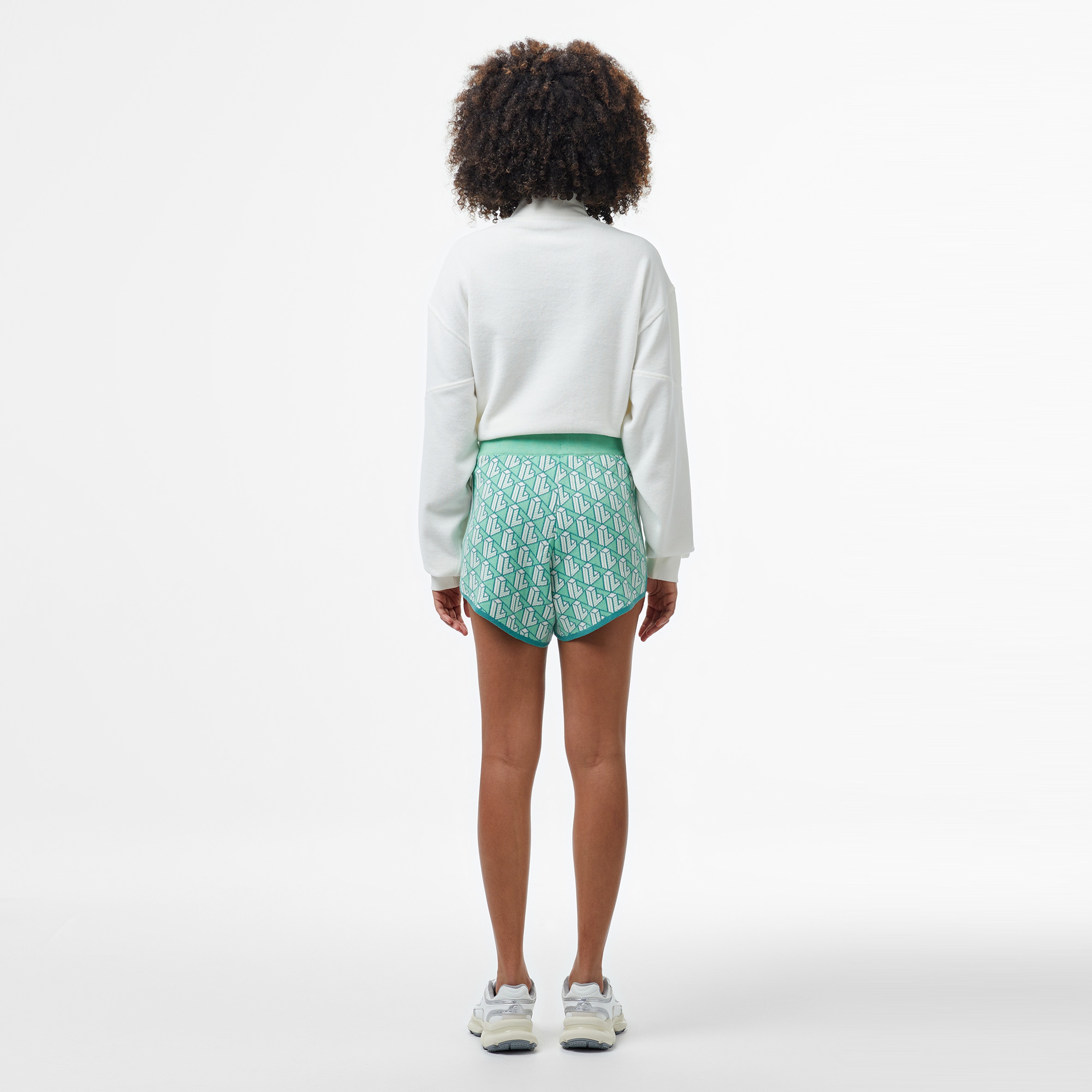 Kadın Relaxed Fit Monogram Açık Yeşil Şort