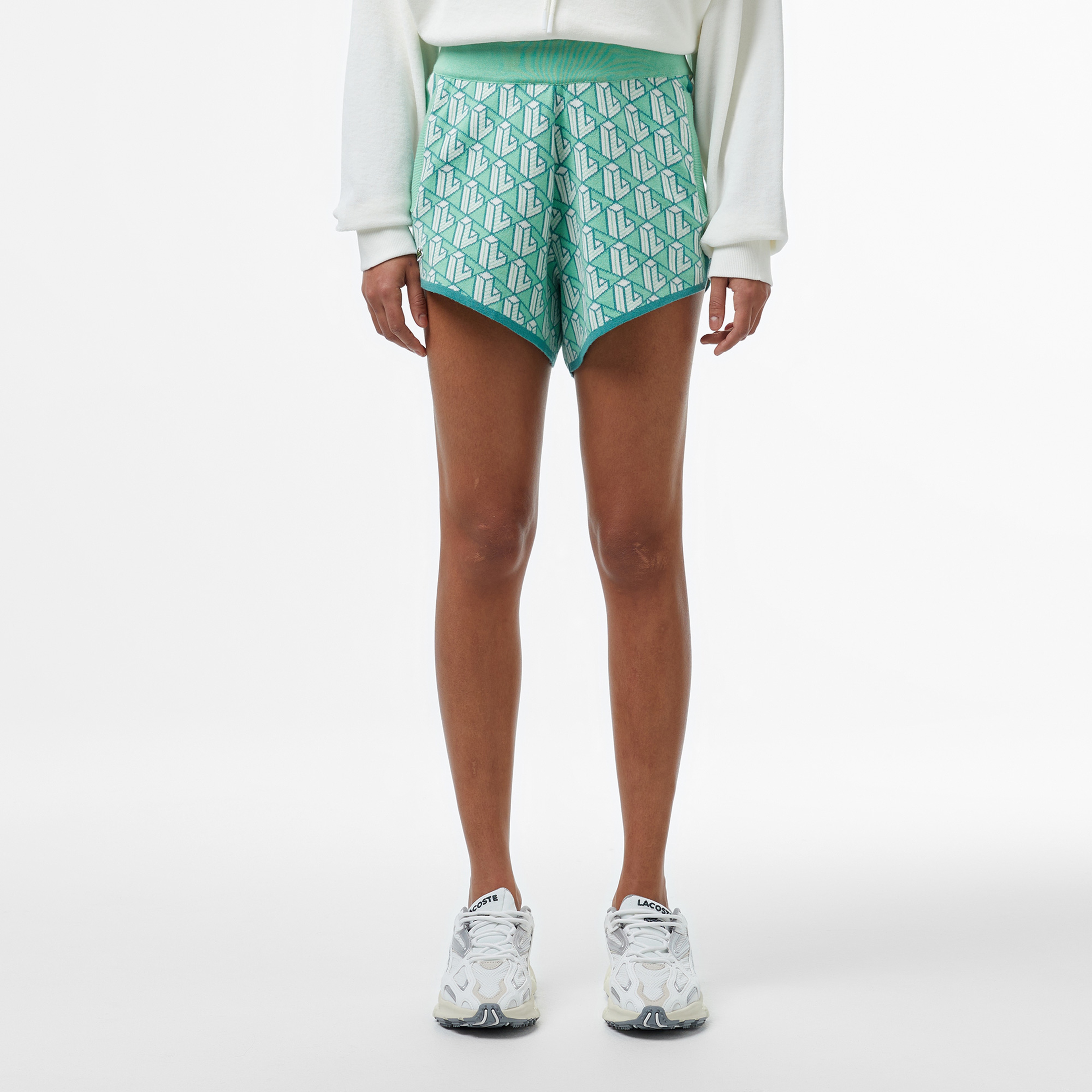 Kadın Relaxed Fit Monogram Açık Yeşil Şort