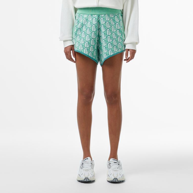 Kadın Relaxed Fit Monogram Açık Yeşil Şort