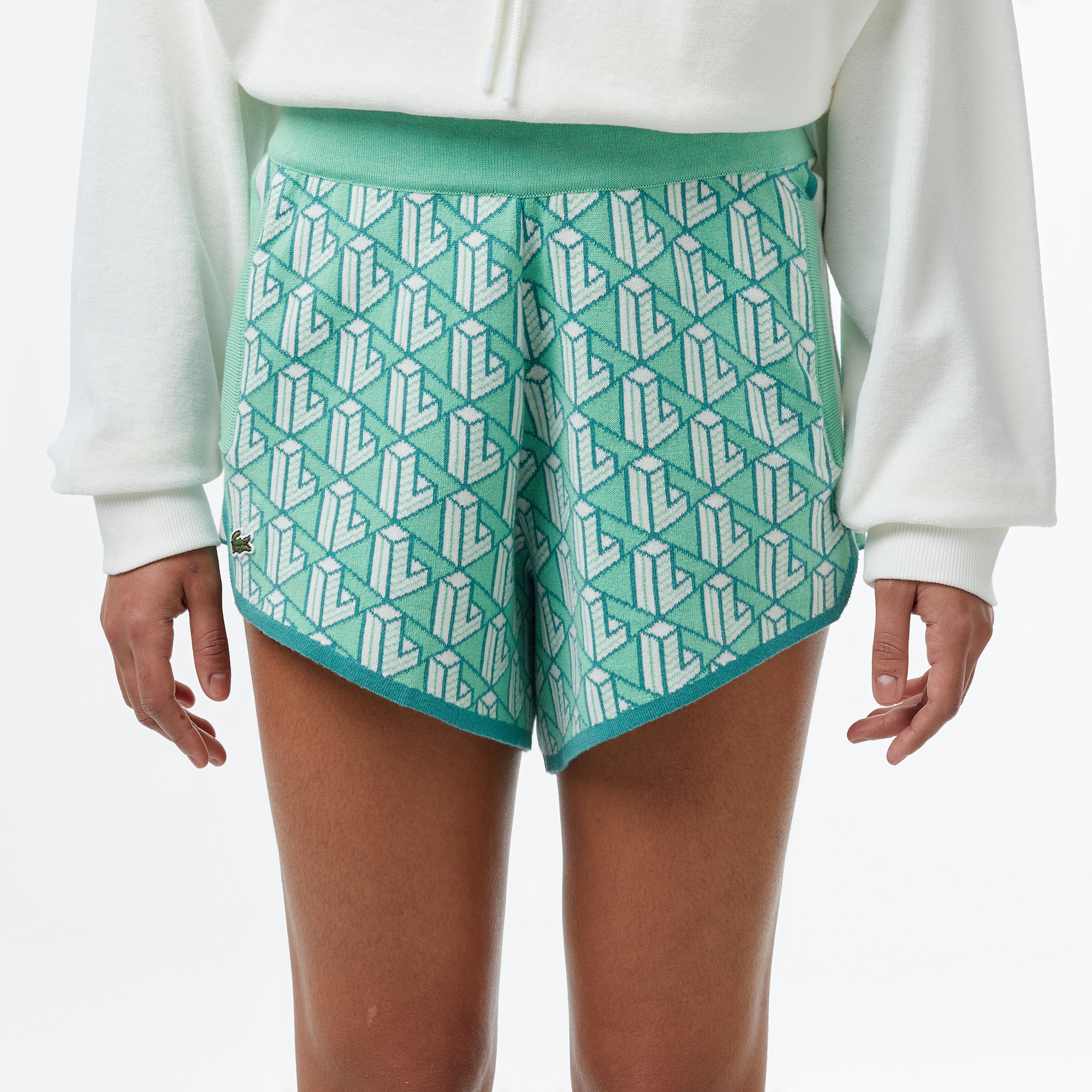 Kadın Relaxed Fit Monogram Açık Yeşil Şort