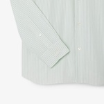 Erkek Regular Fit Çizgili Açık Yeşil Gömlek