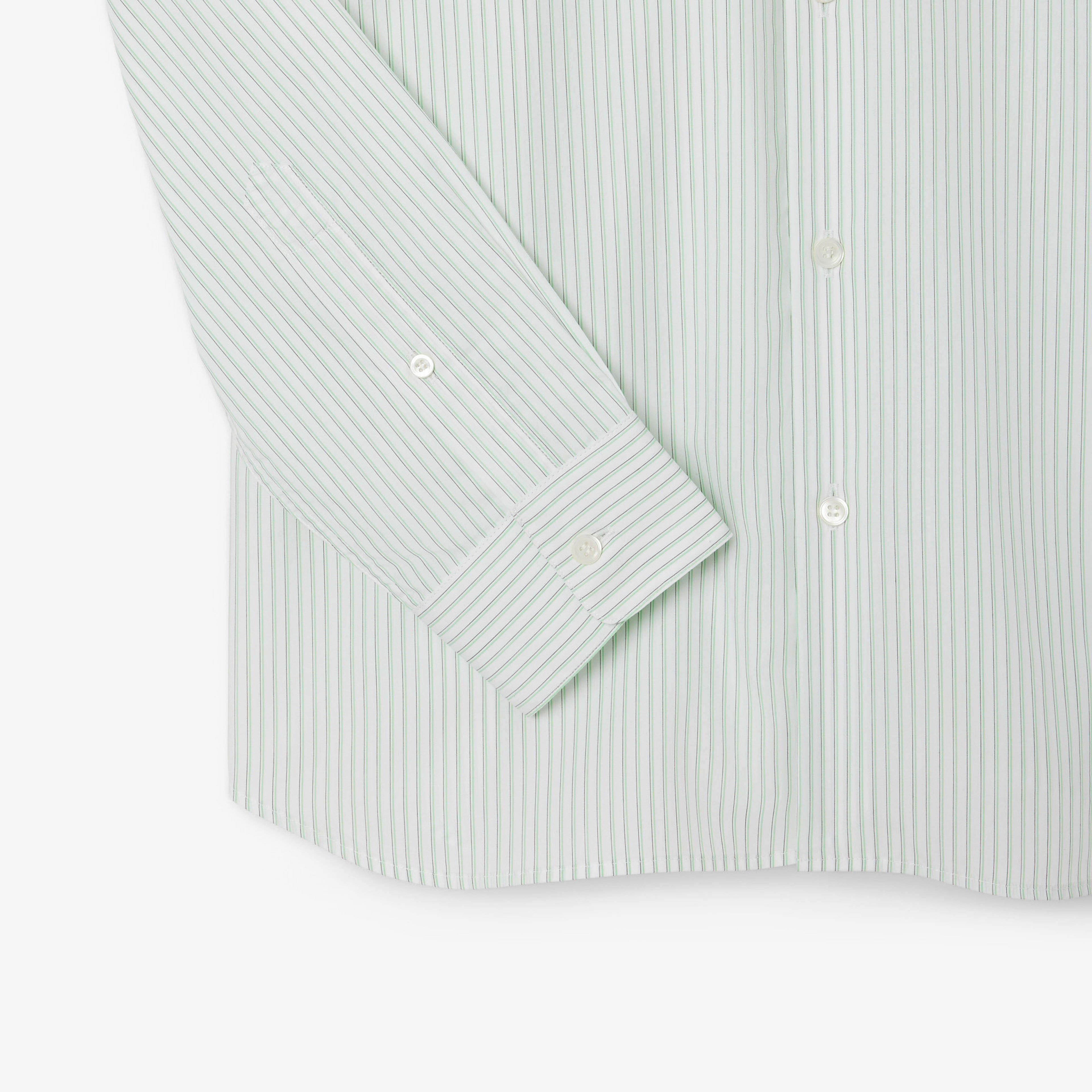 Erkek Regular Fit Çizgili Açık Yeşil Gömlek