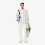 Erkek Regular Fit Çizgili Açık Yeşil Gömlek