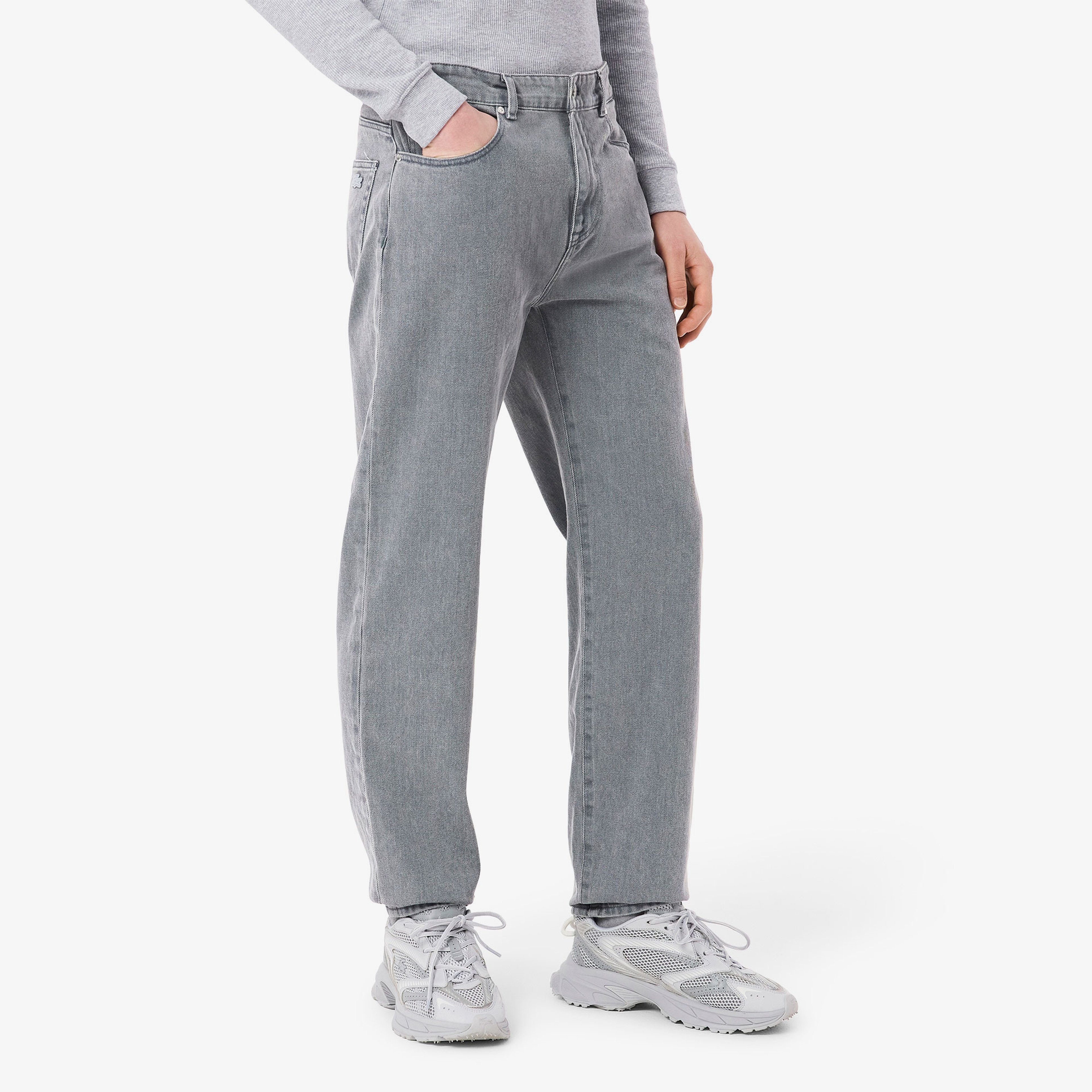 Erkek Straight Fit Gri Jean Pantolon