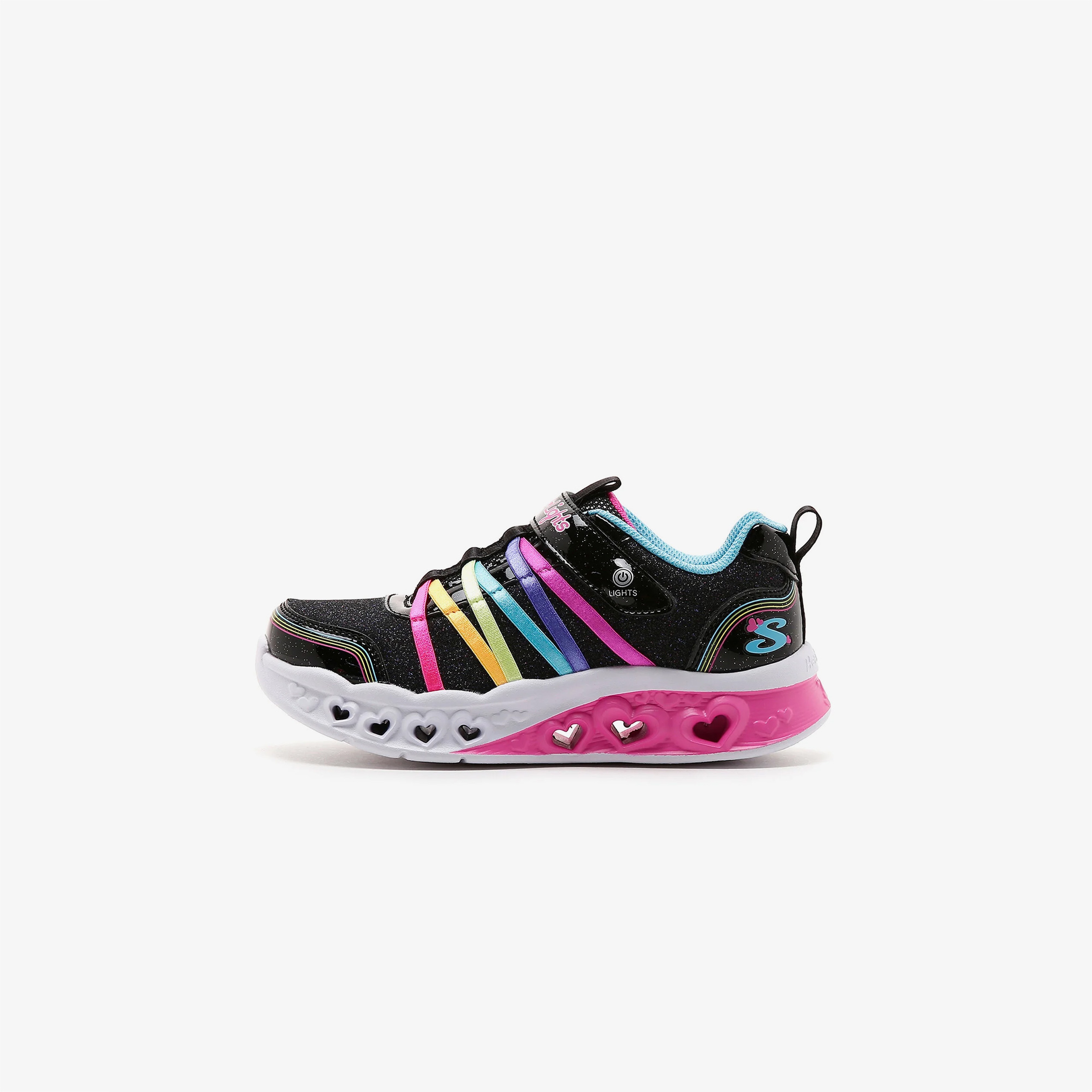 Skechers Flutter Heart Lights Rainbow Bestie Çocuk Işıklı Siyah Spor Ayakkabı