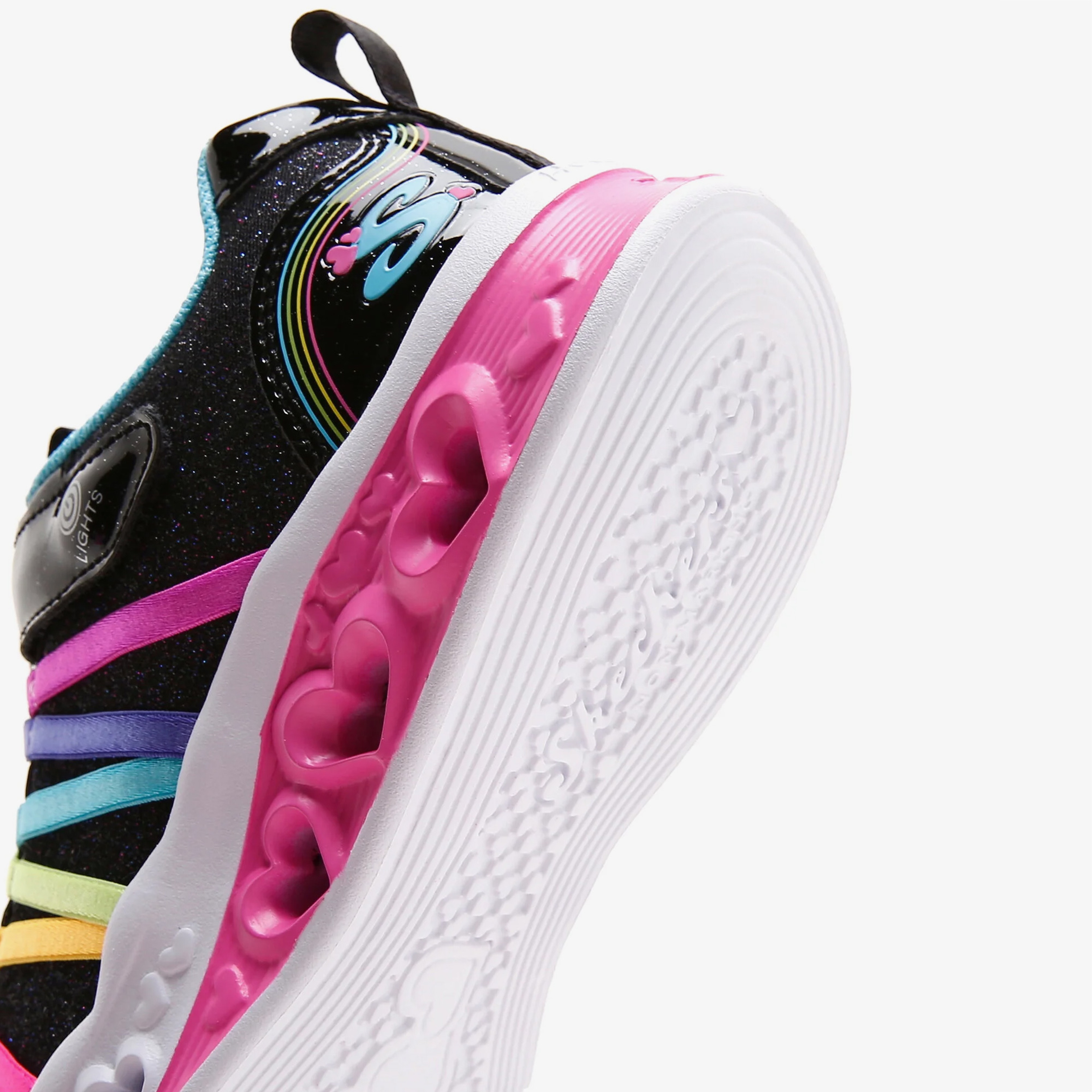 Skechers Flutter Heart Lights Rainbow Bestie Çocuk Işıklı Siyah Spor Ayakkabı