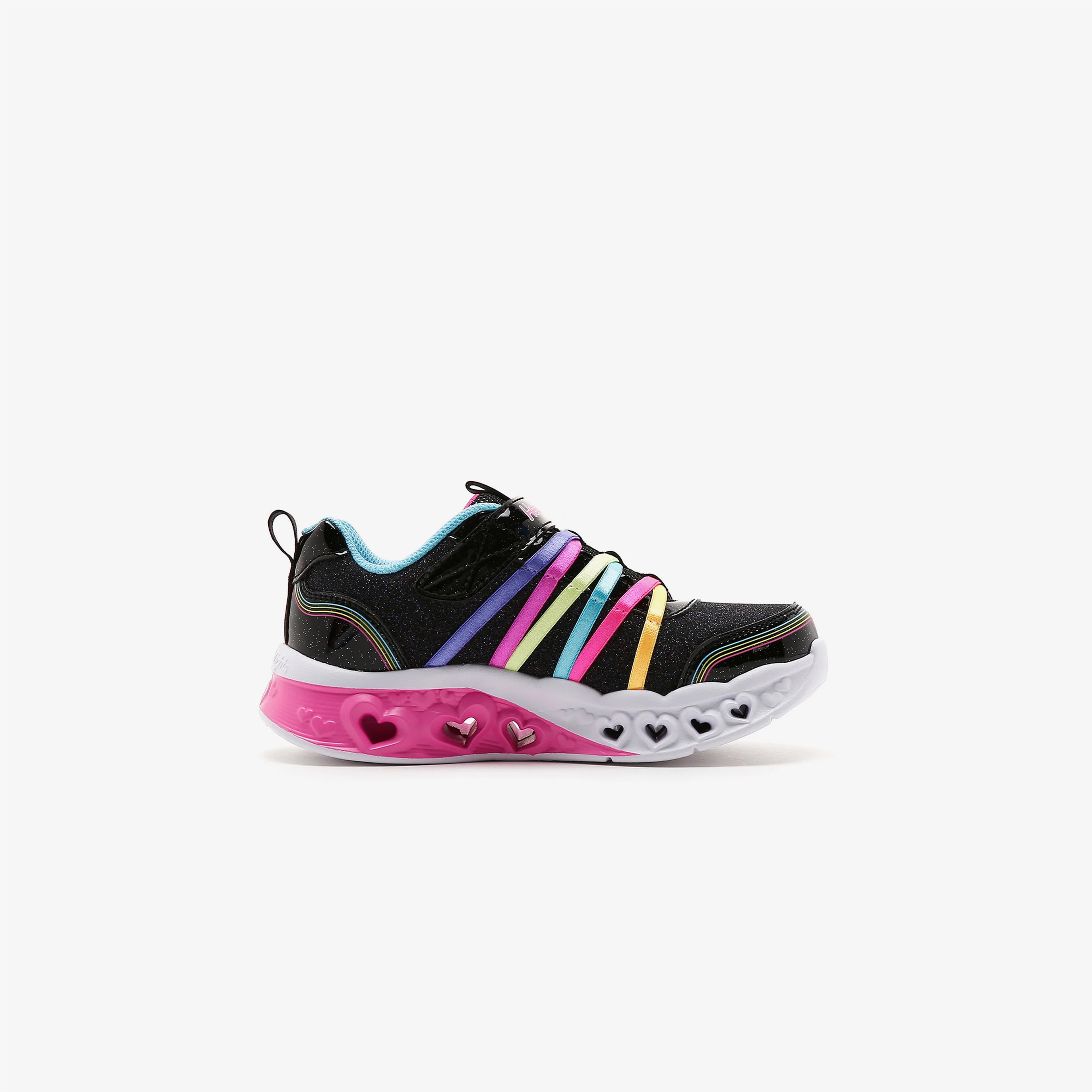 Skechers Flutter Heart Lights Rainbow Bestie Çocuk Işıklı Siyah Spor Ayakkabı