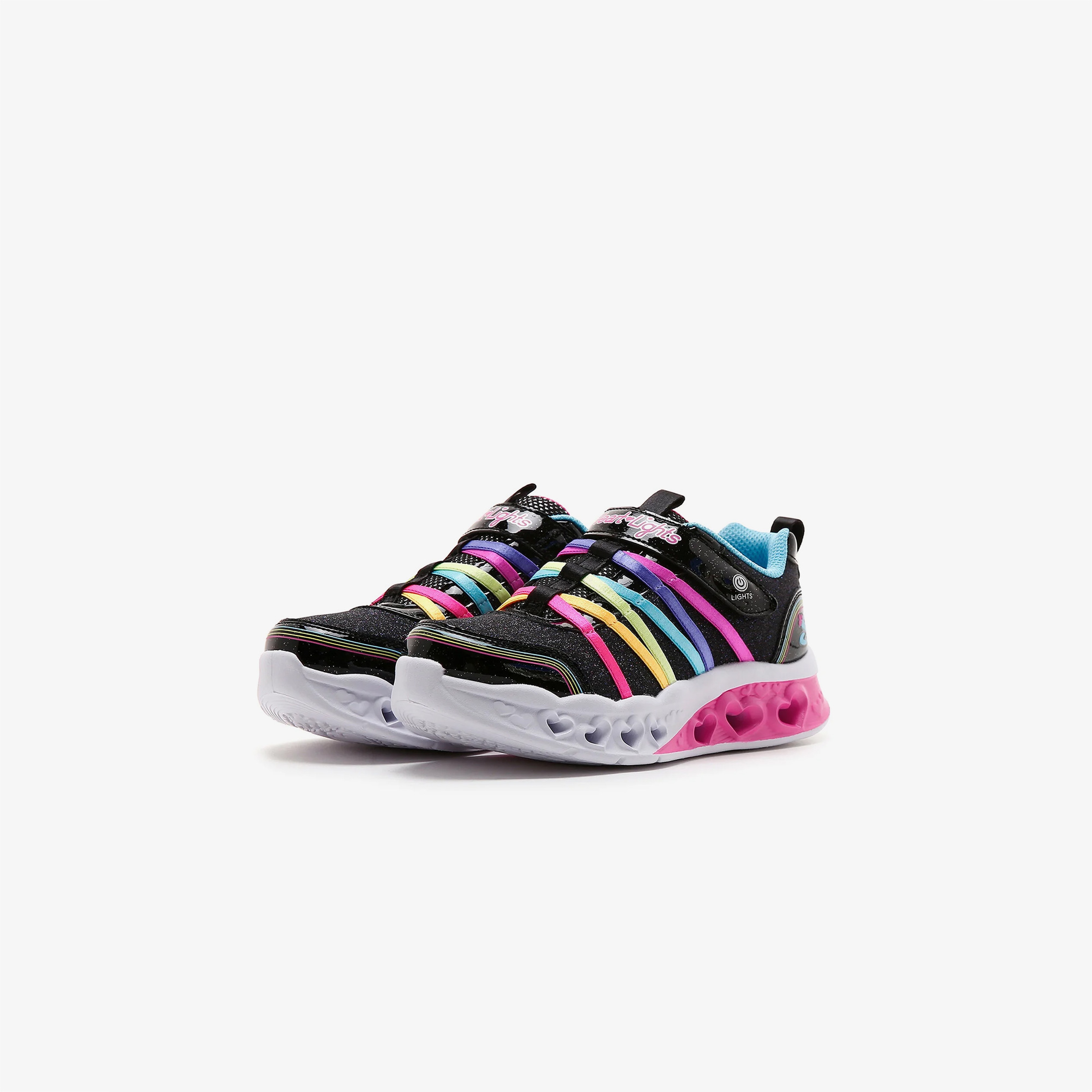 Skechers Flutter Heart Lights Rainbow Bestie Çocuk Işıklı Siyah Spor Ayakkabı