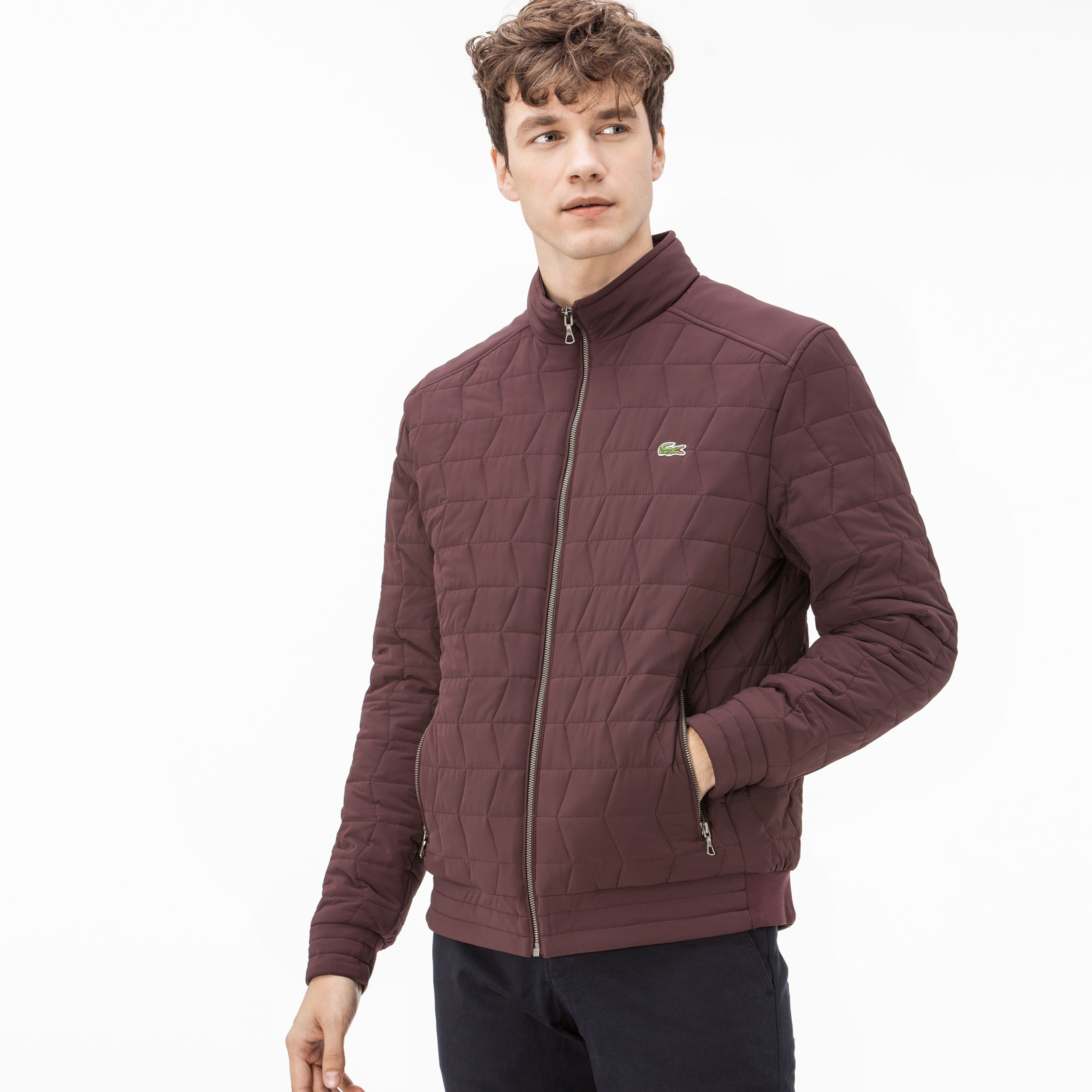 Lacoste Erkek Bordo Kapitone Mont