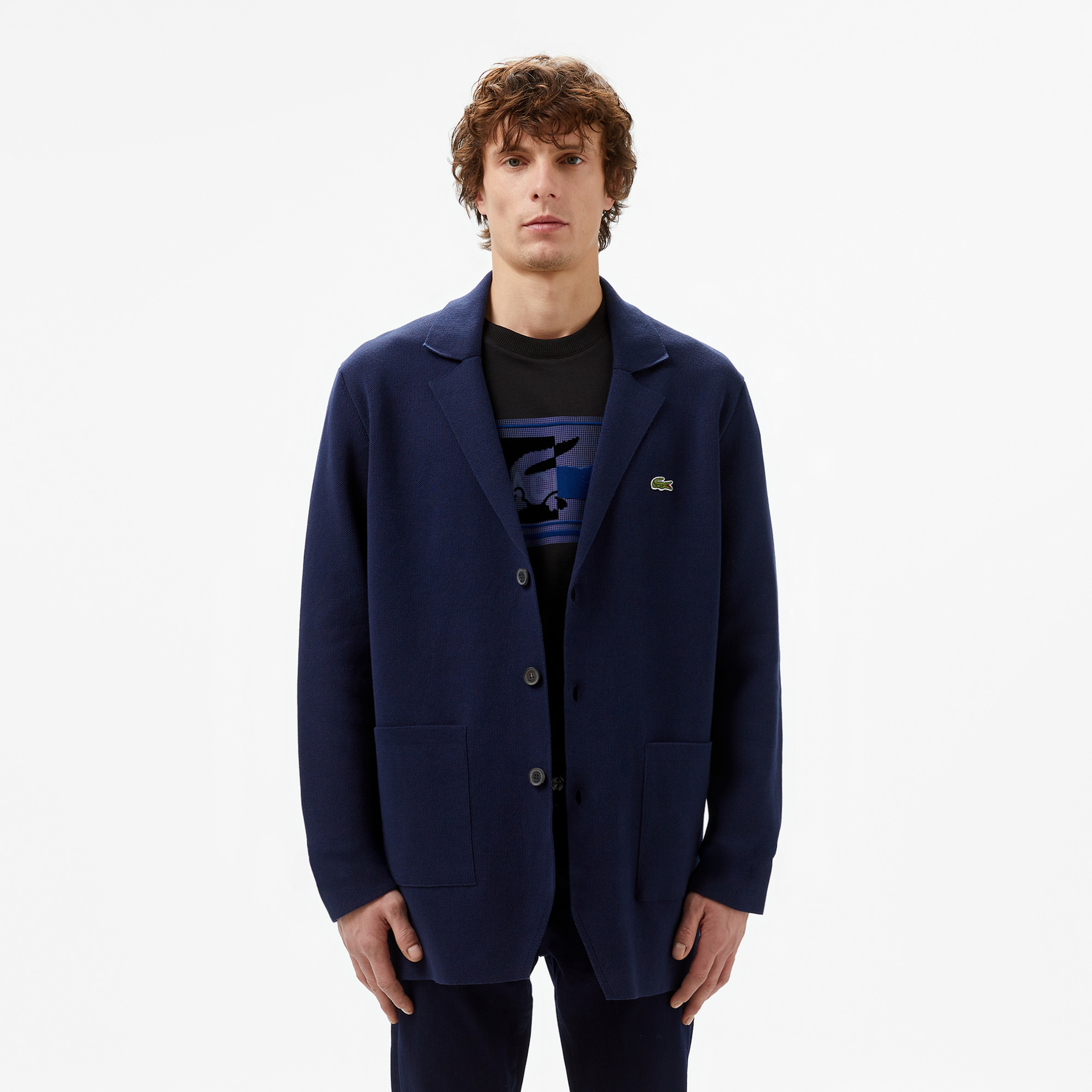 Erkek Classic Fit V Yaka Lacivert Hırka