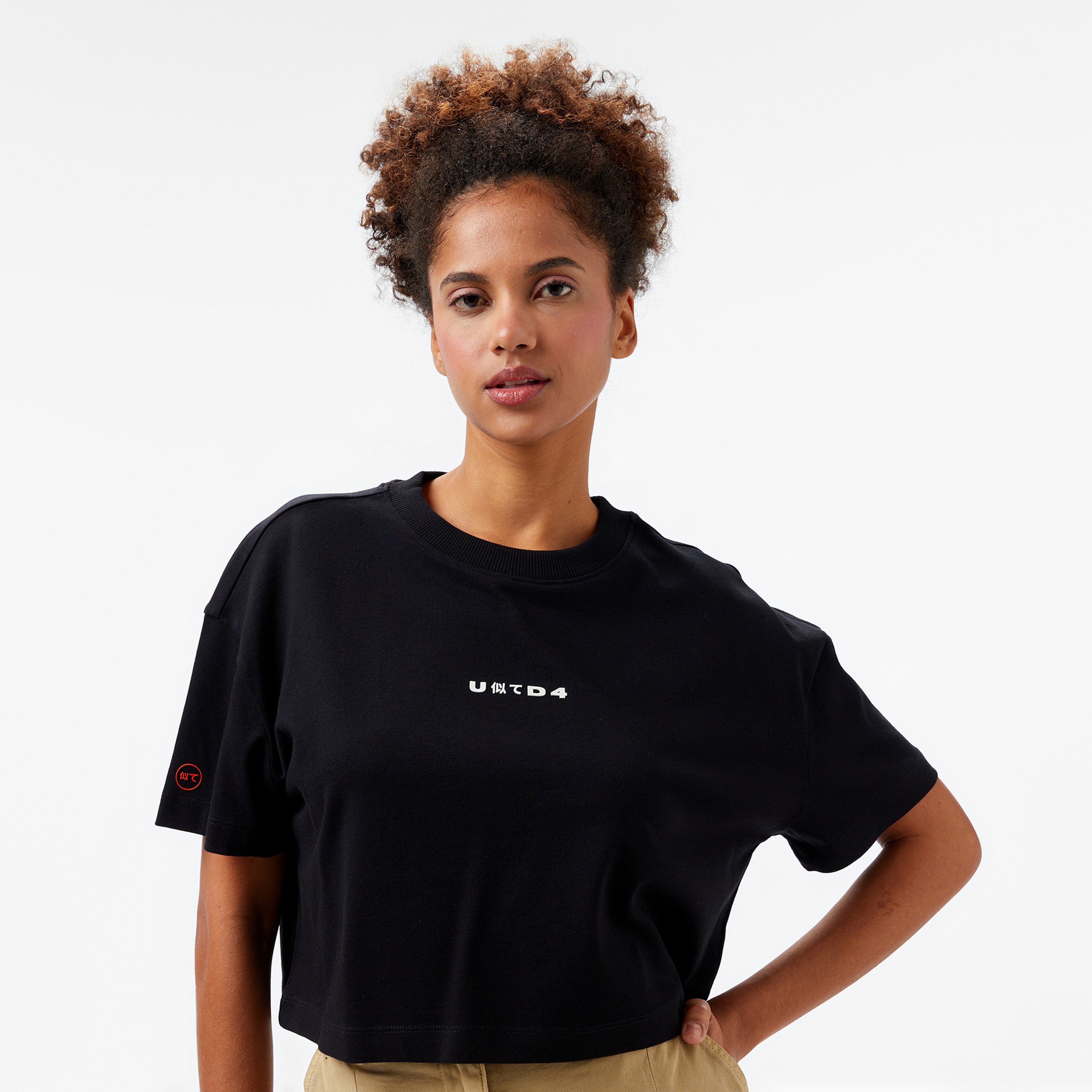 UNITED4 Comfort Kadın Siyah Crop T-Shirt
