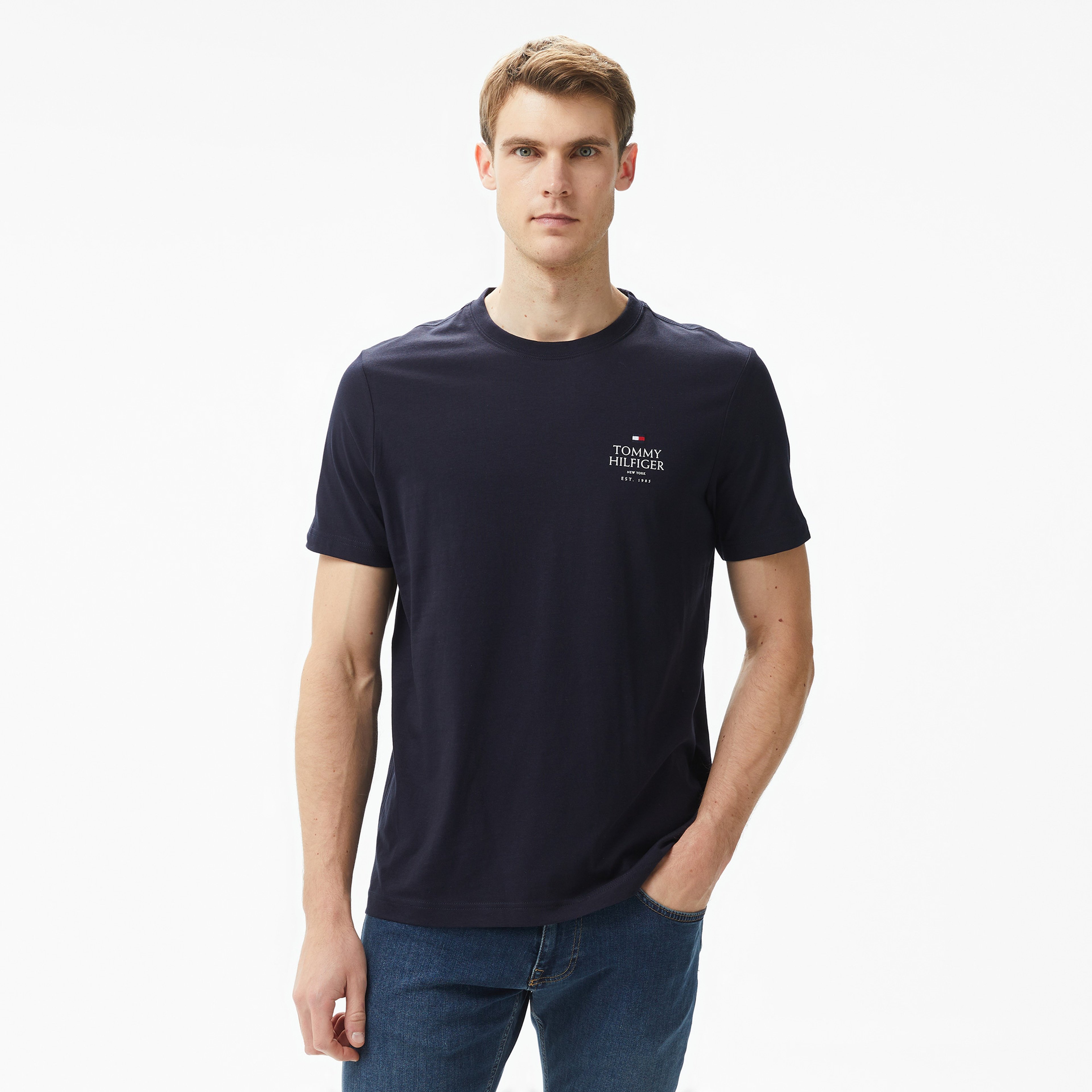 Tommy Hilfiger Erkek Mavi T-Shirt