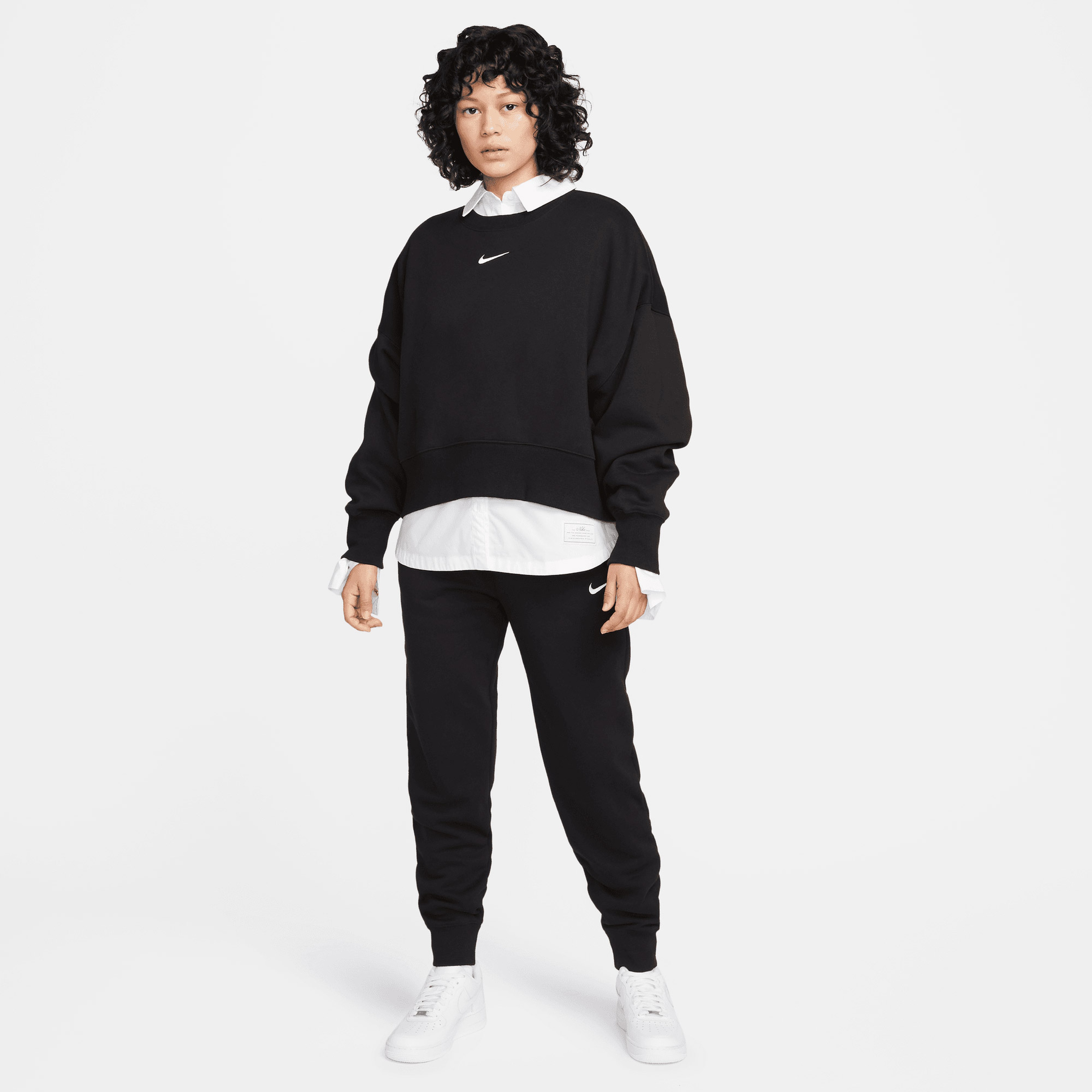 Nike Sportswear Phoenix Fleece Oversized Crew Kadın Siyah Eşofman Üstü