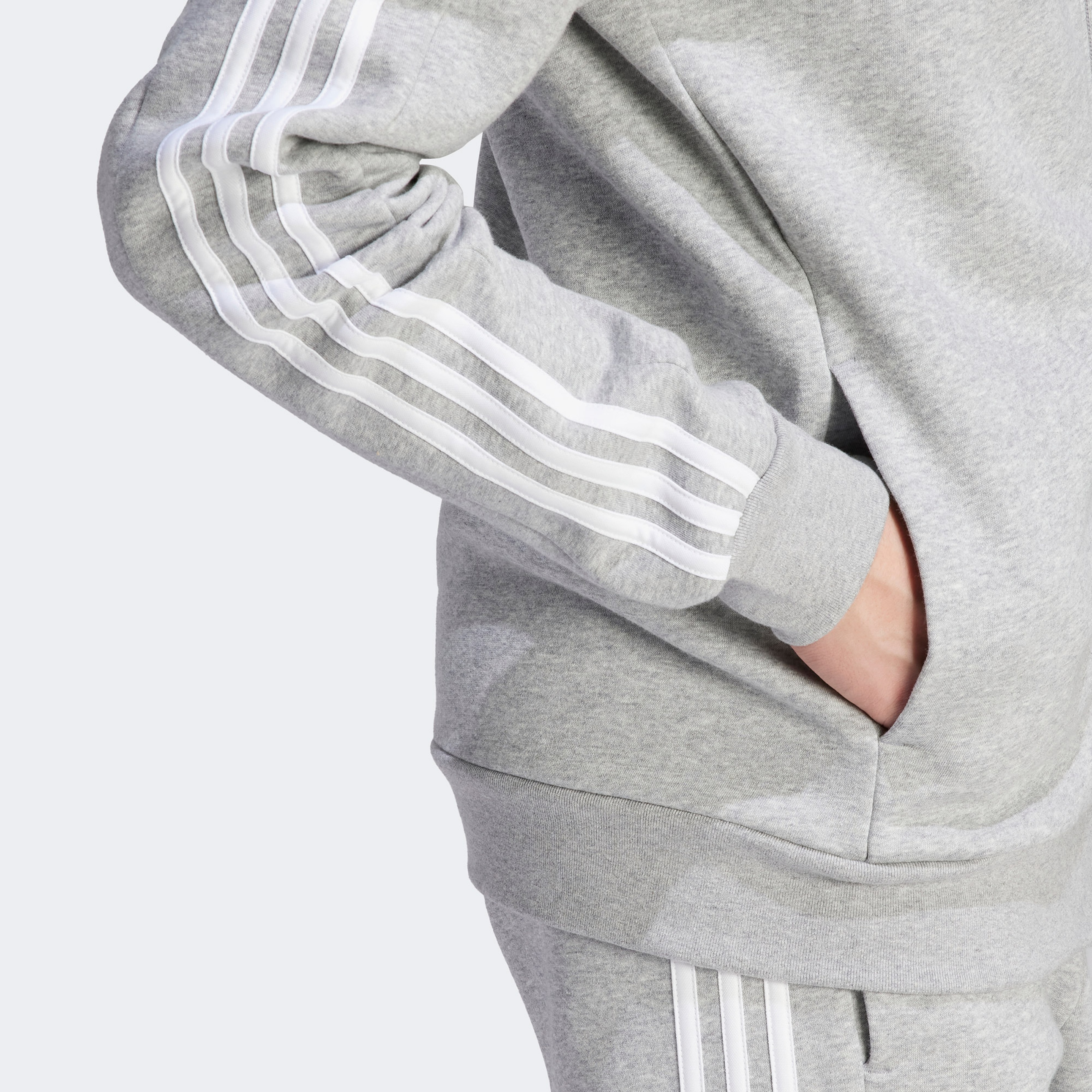 adidas 3 Striped Erkek Gri Günlük Eşofman Üstü
