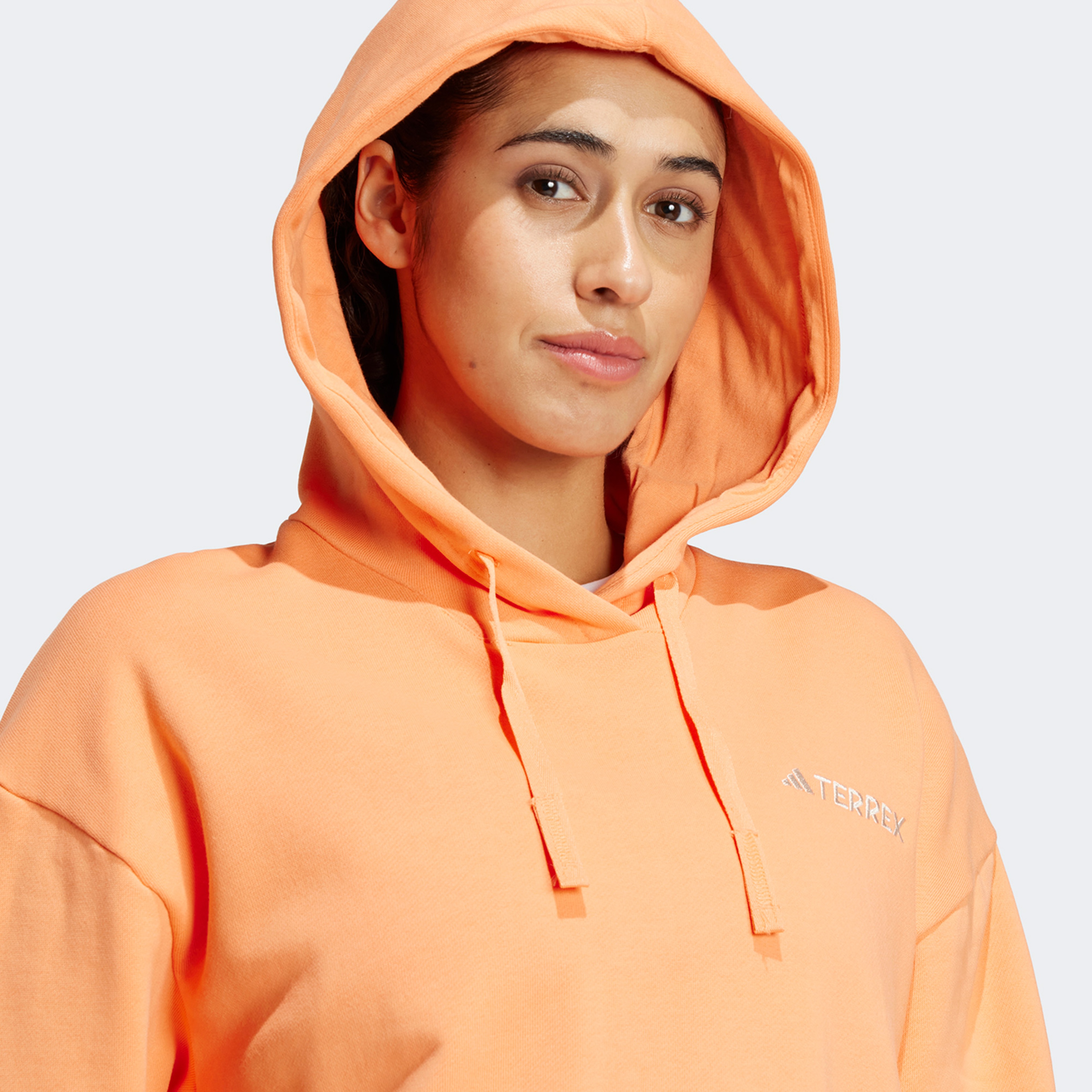 adidas Terrex Logo Kapüşonlu Kadın Turuncu Günlük Sweatshirt