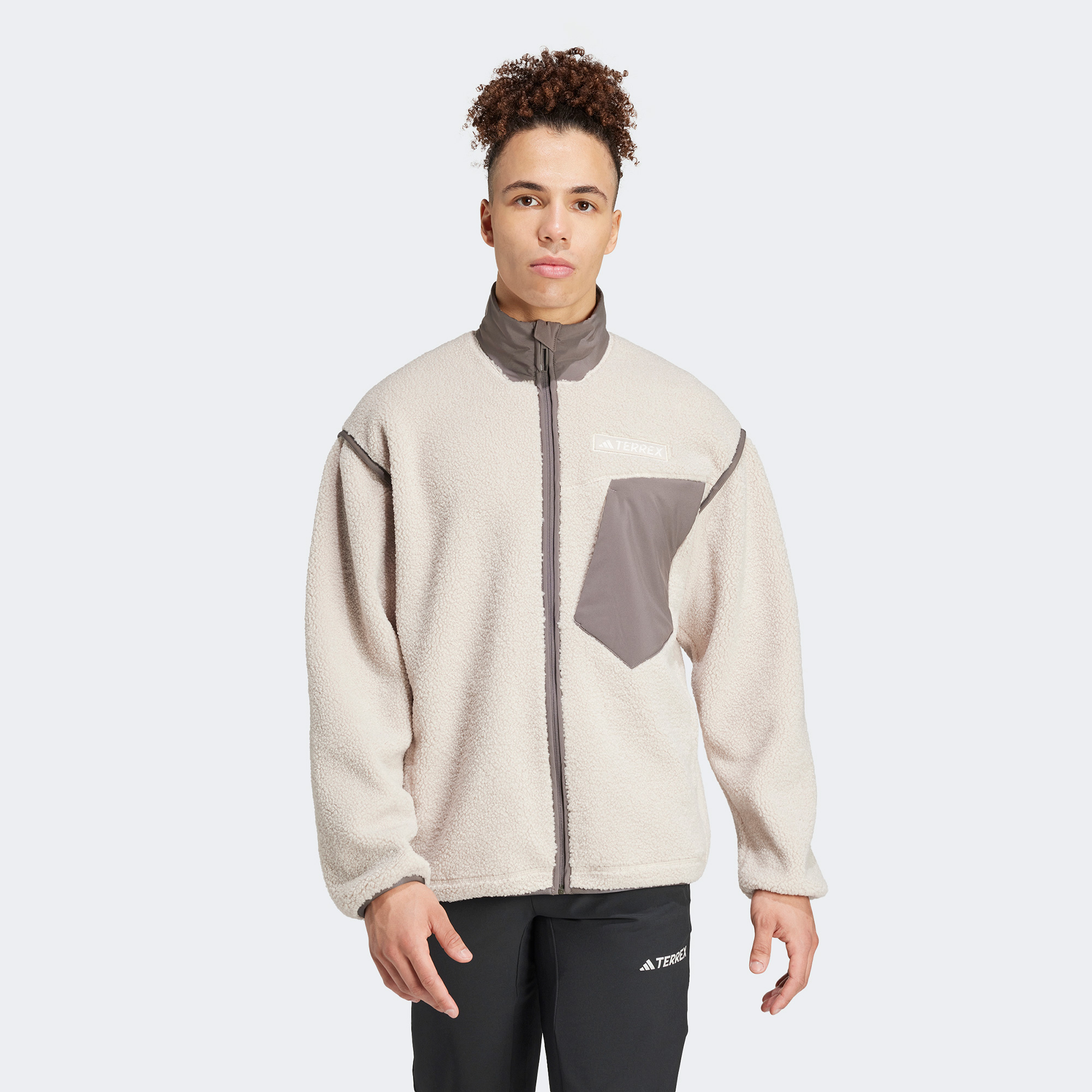 モコモコ Erkek Adıdas Faux Mohair Classic Track Top Siyah Ceket