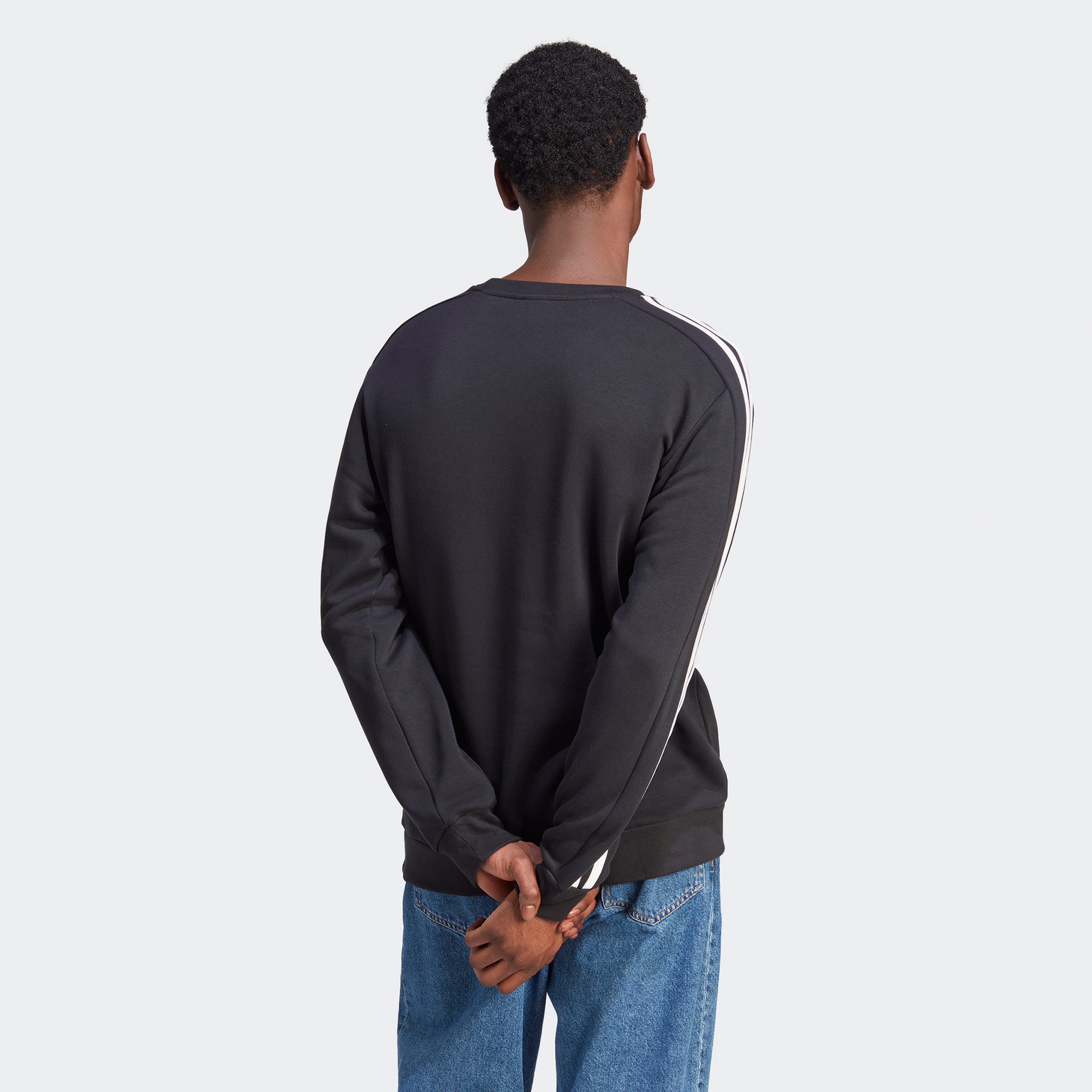 adidas Essentials 3 Stripes Fleece Erkek Siyah Günlük Sweatshirt