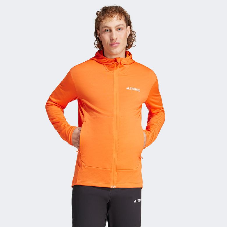 adidas Terrex Light Fleece Full Zip Kapüşonlu Erkek Turuncu Günlük Sweatshirt