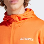 adidas Terrex Light Fleece Full Zip Kapüşonlu Erkek Turuncu Günlük Sweatshirt