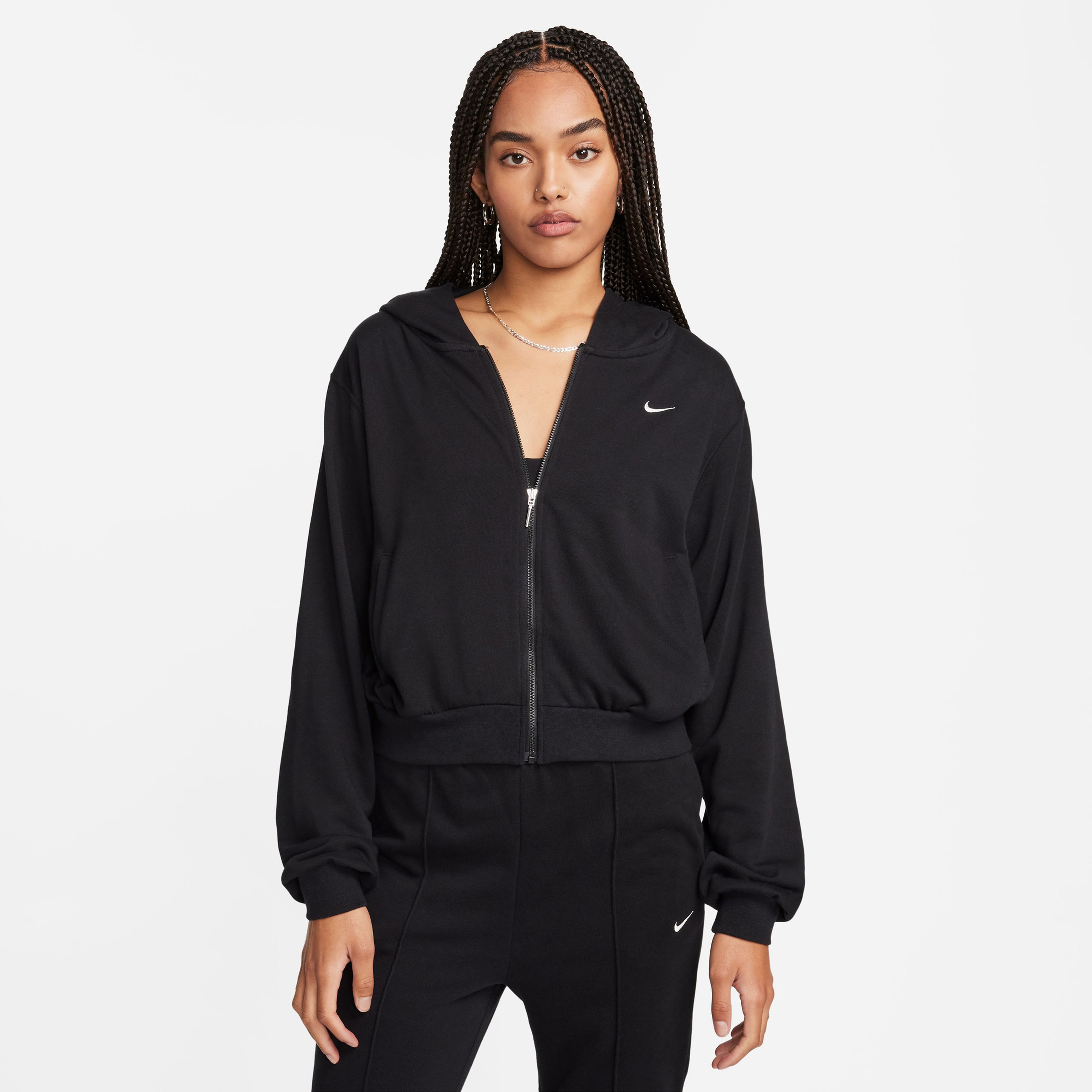 Nike Loose Full-Zip Kadın Siyah Sweatshirt
