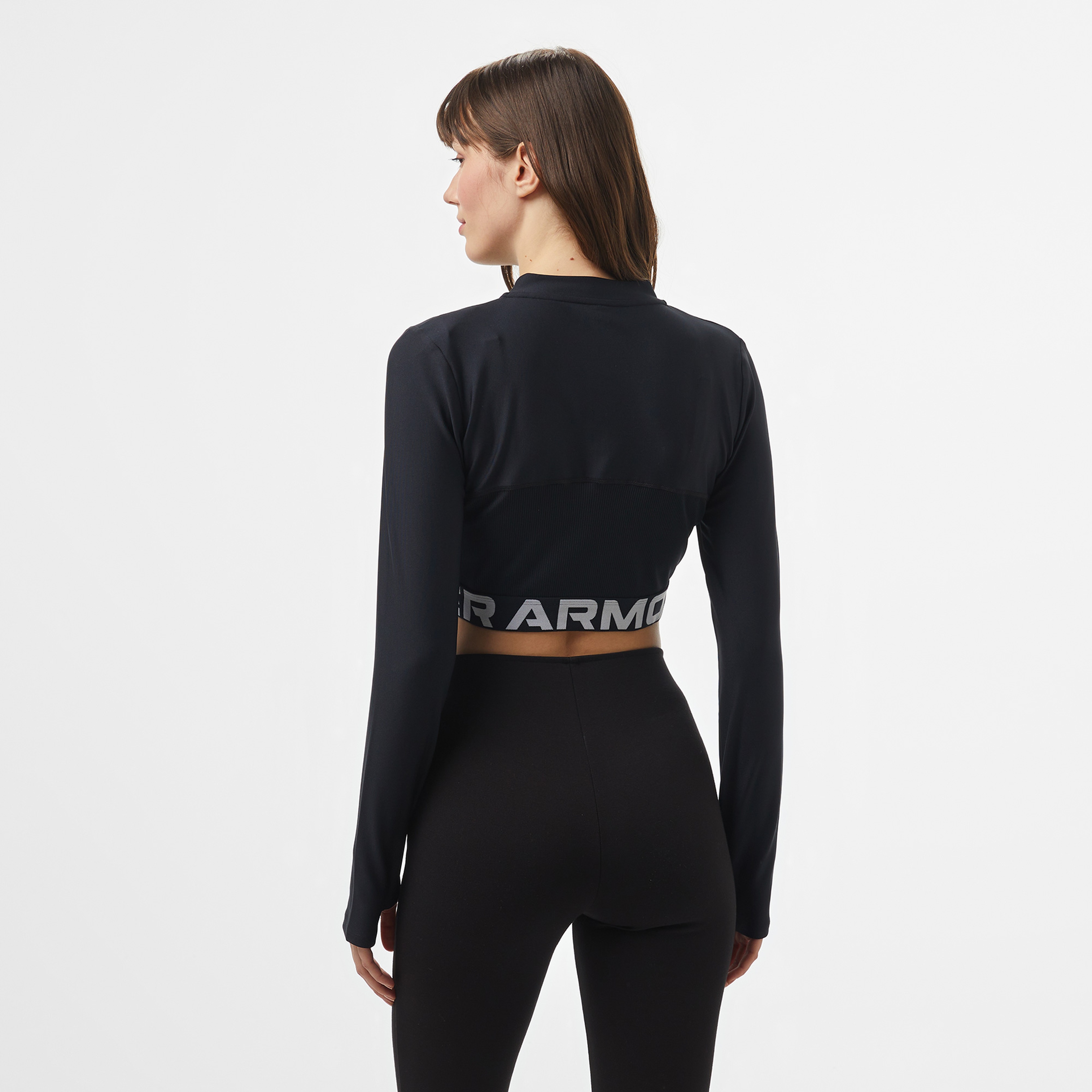 Under Armour Heat Gear Rib 1/4 Zipped Kadın Siyah Antrenman Üstü