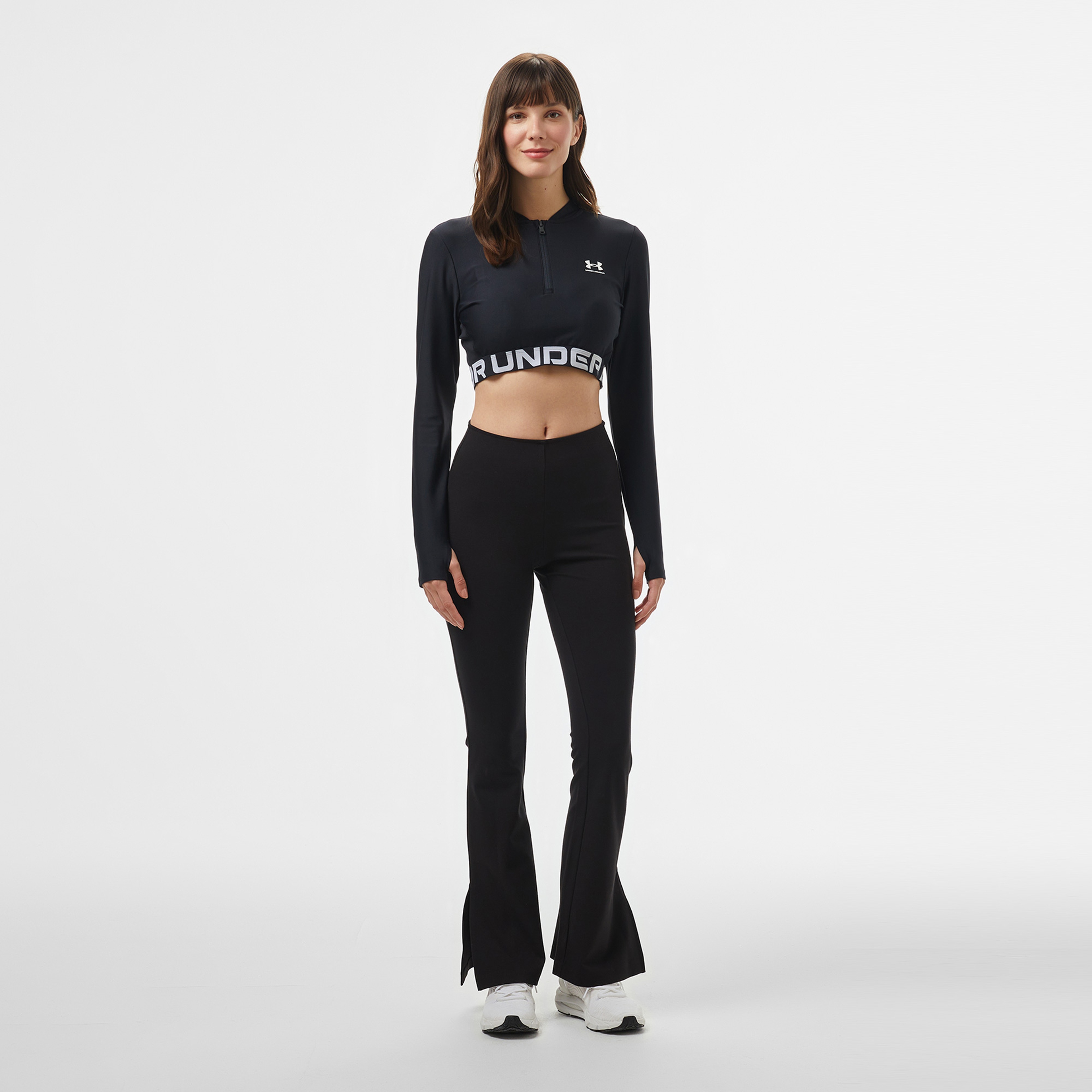 Under Armour Heat Gear Rib 1/4 Zipped Kadın Siyah Antrenman Üstü