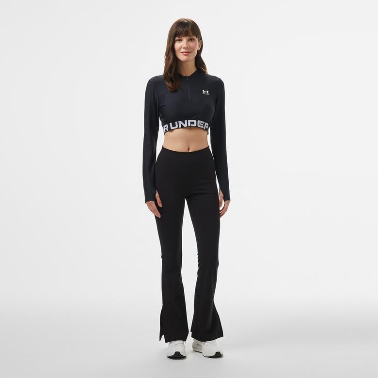 Under Armour Heat Gear Rib 1/4 Zipped Kadın Siyah Antrenman Üstü