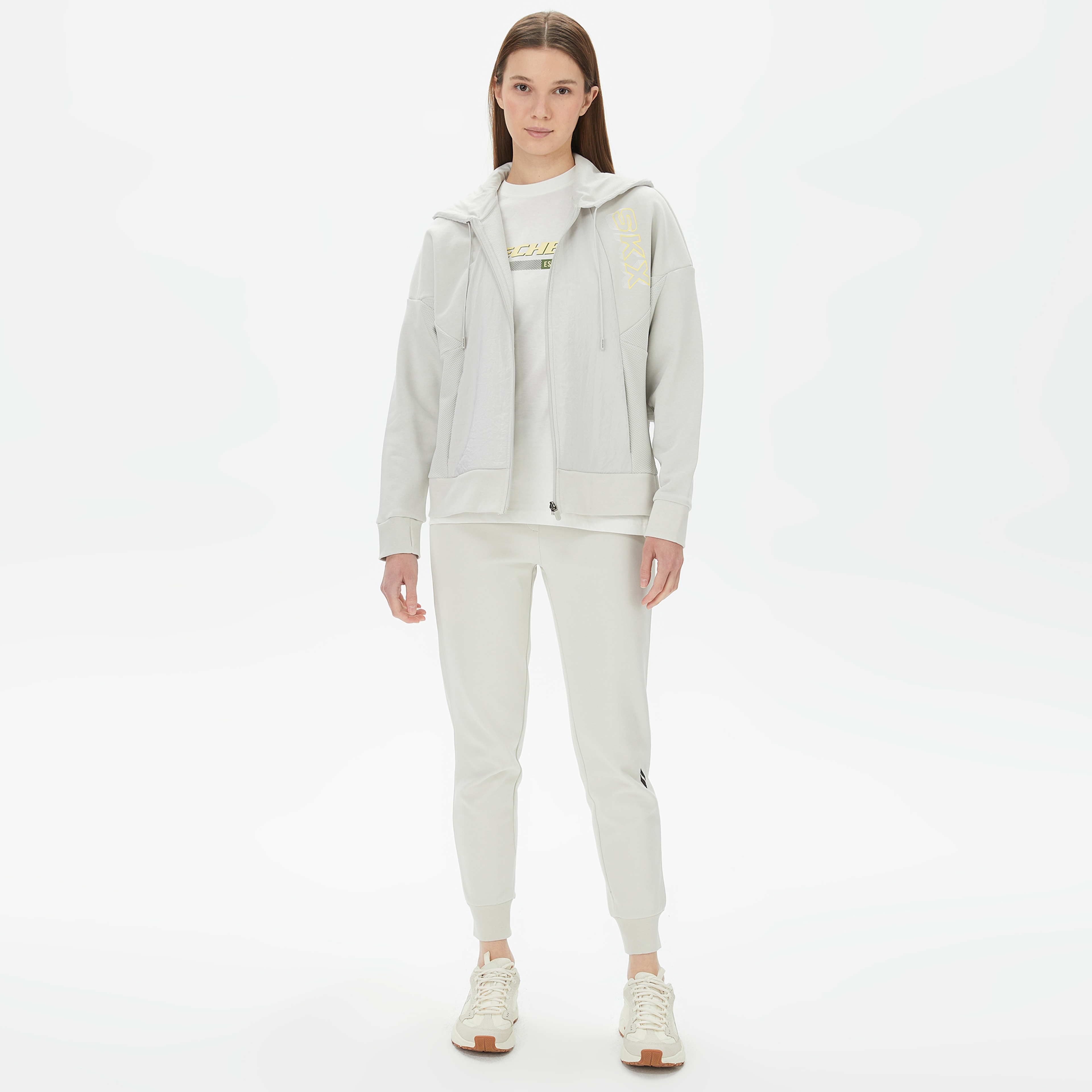 Skechers Lw Fleece Full Zip Kadın Gri Günlük Sweatshirt