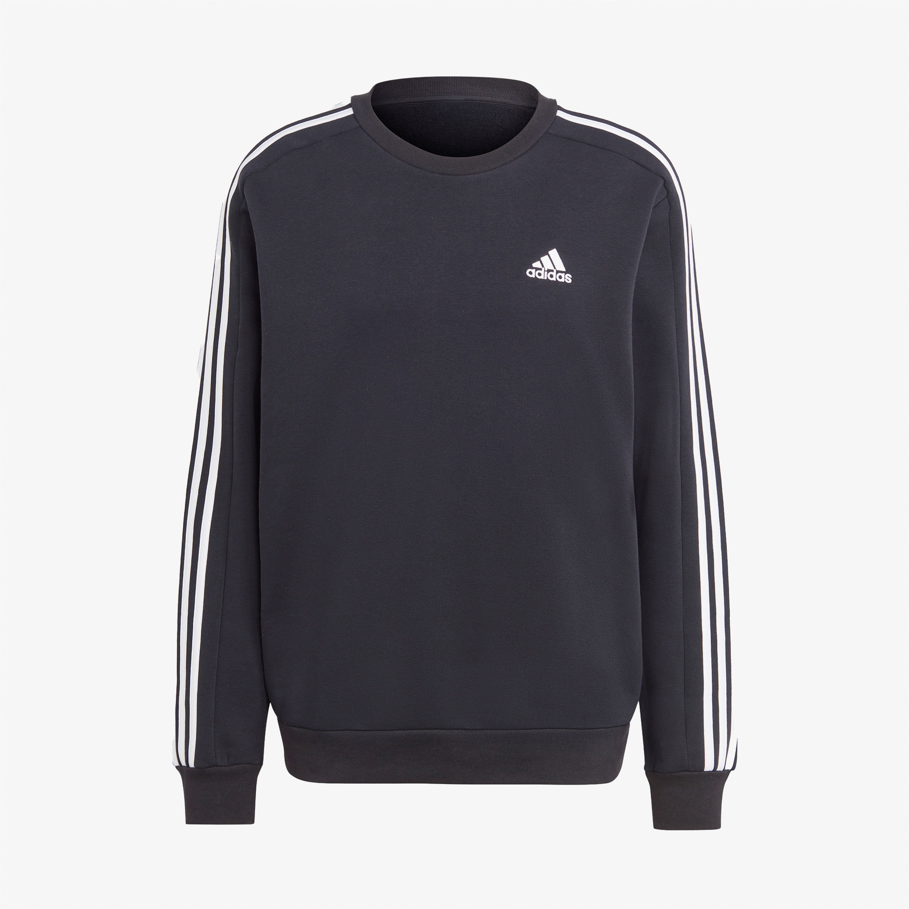 adidas Essentials 3 Stripes Fleece Erkek Siyah Günlük Sweatshirt
