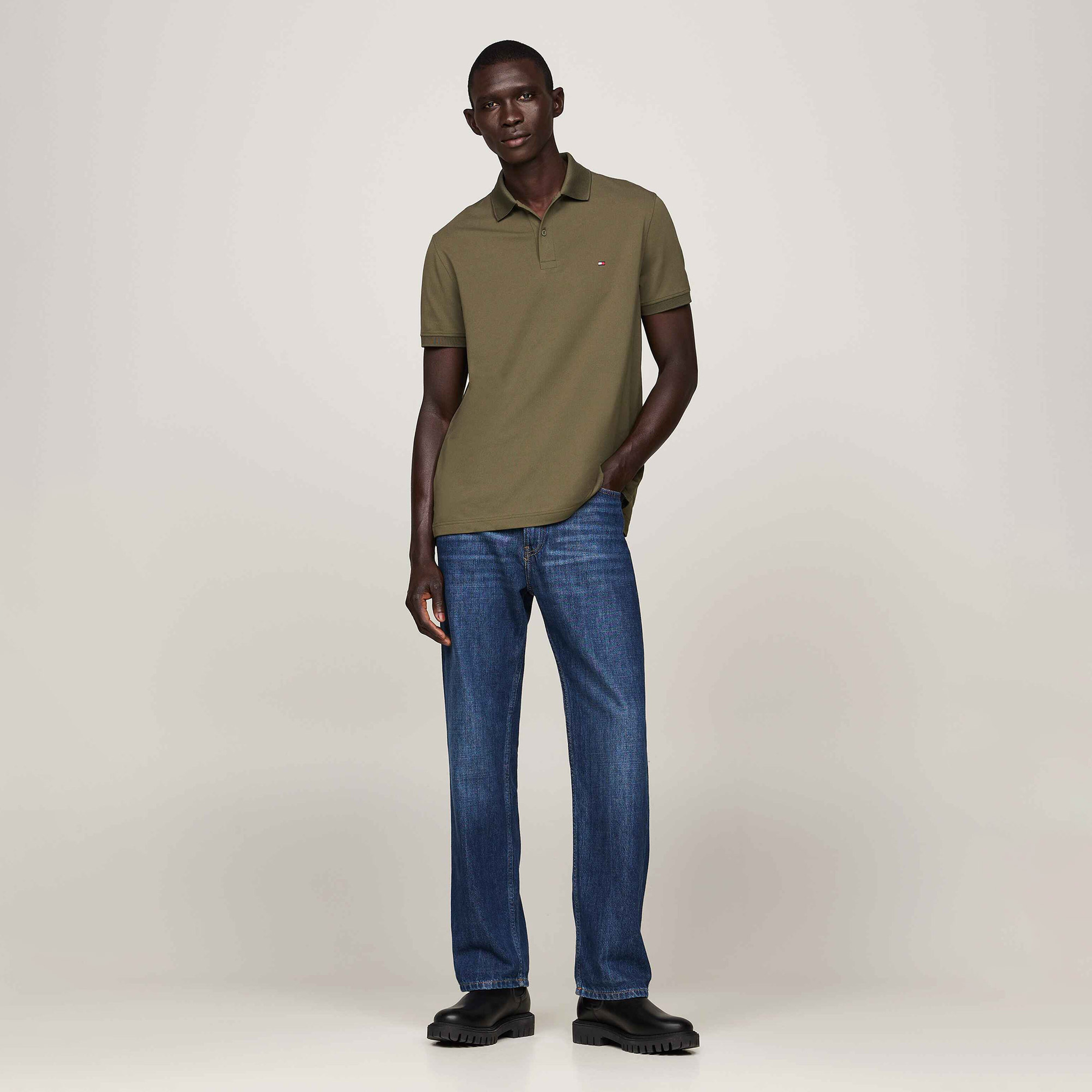 Tommy Hilfiger Erkek Haki Polo