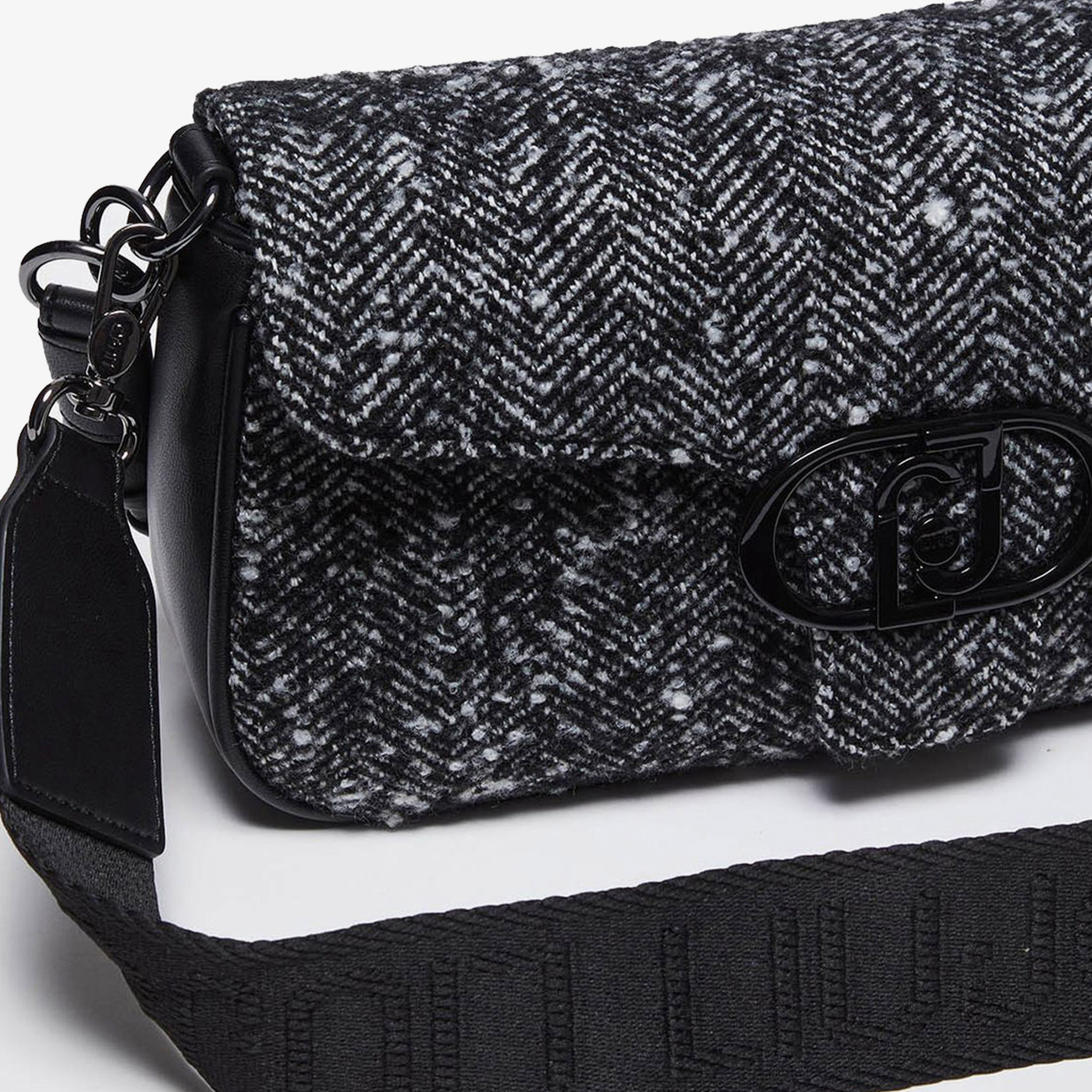 Liu Jo Chevron-Knit Kadın Siyah Omuz Çantası