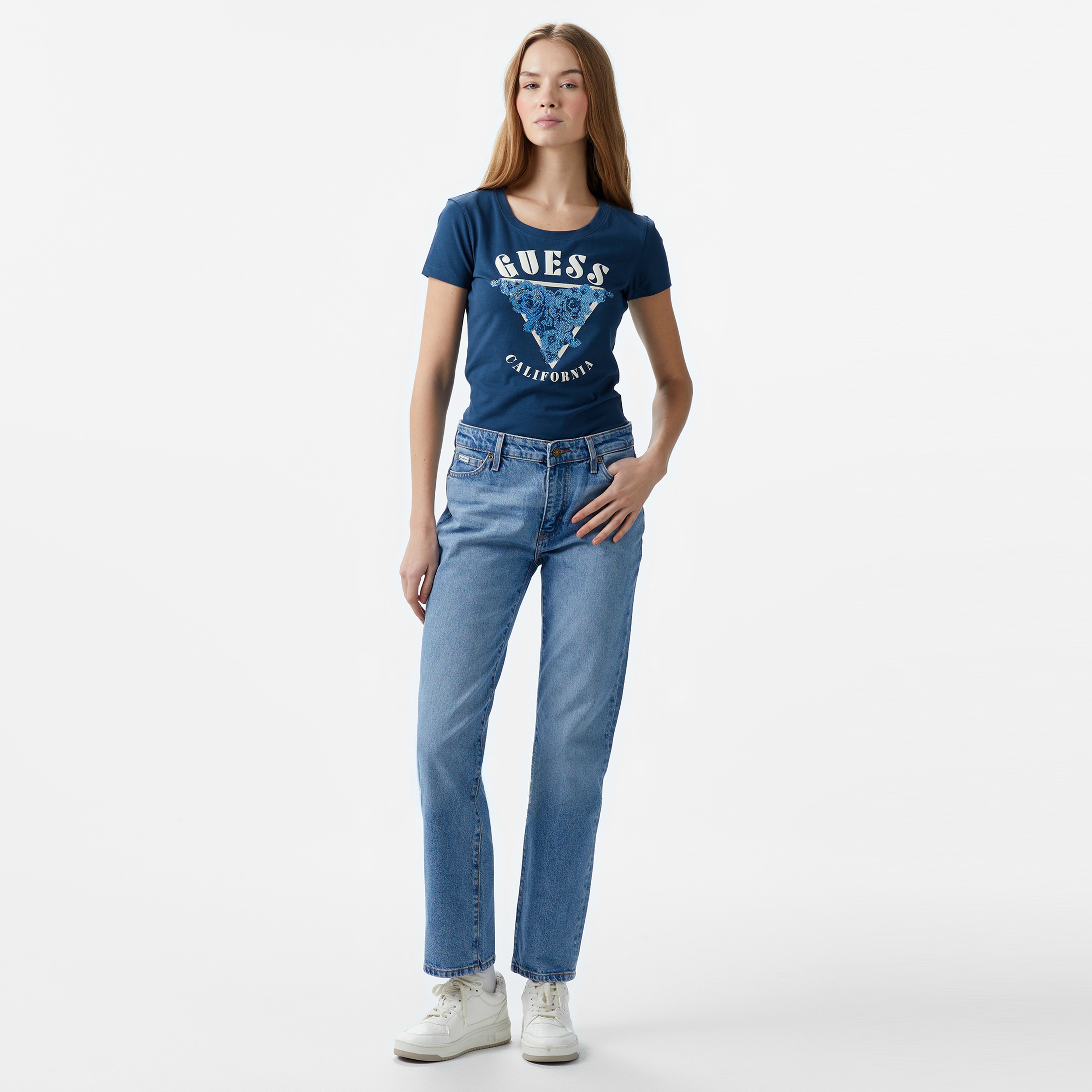Guess Kadın Mavi T-Shirt