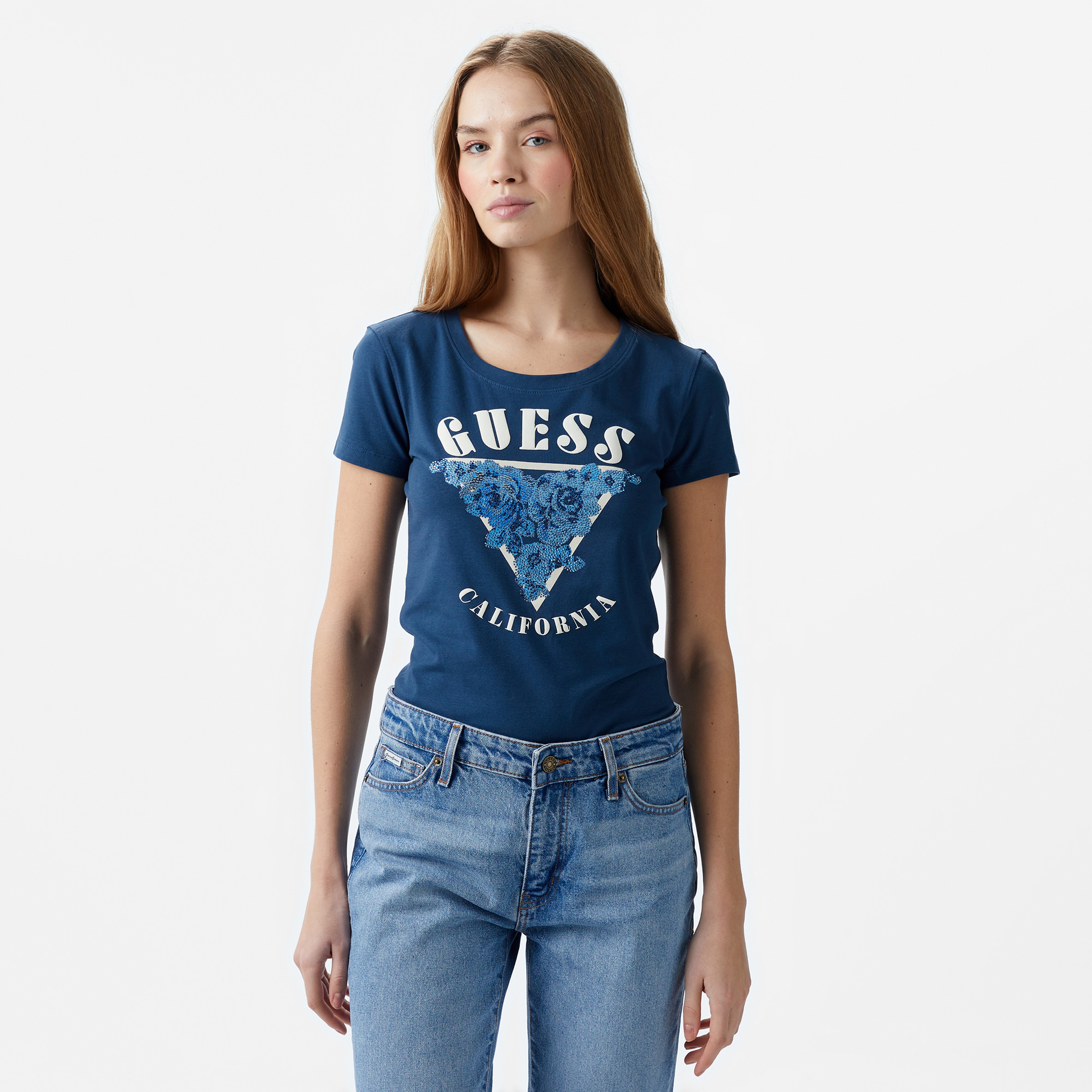 Guess Kadın Mavi T-Shirt