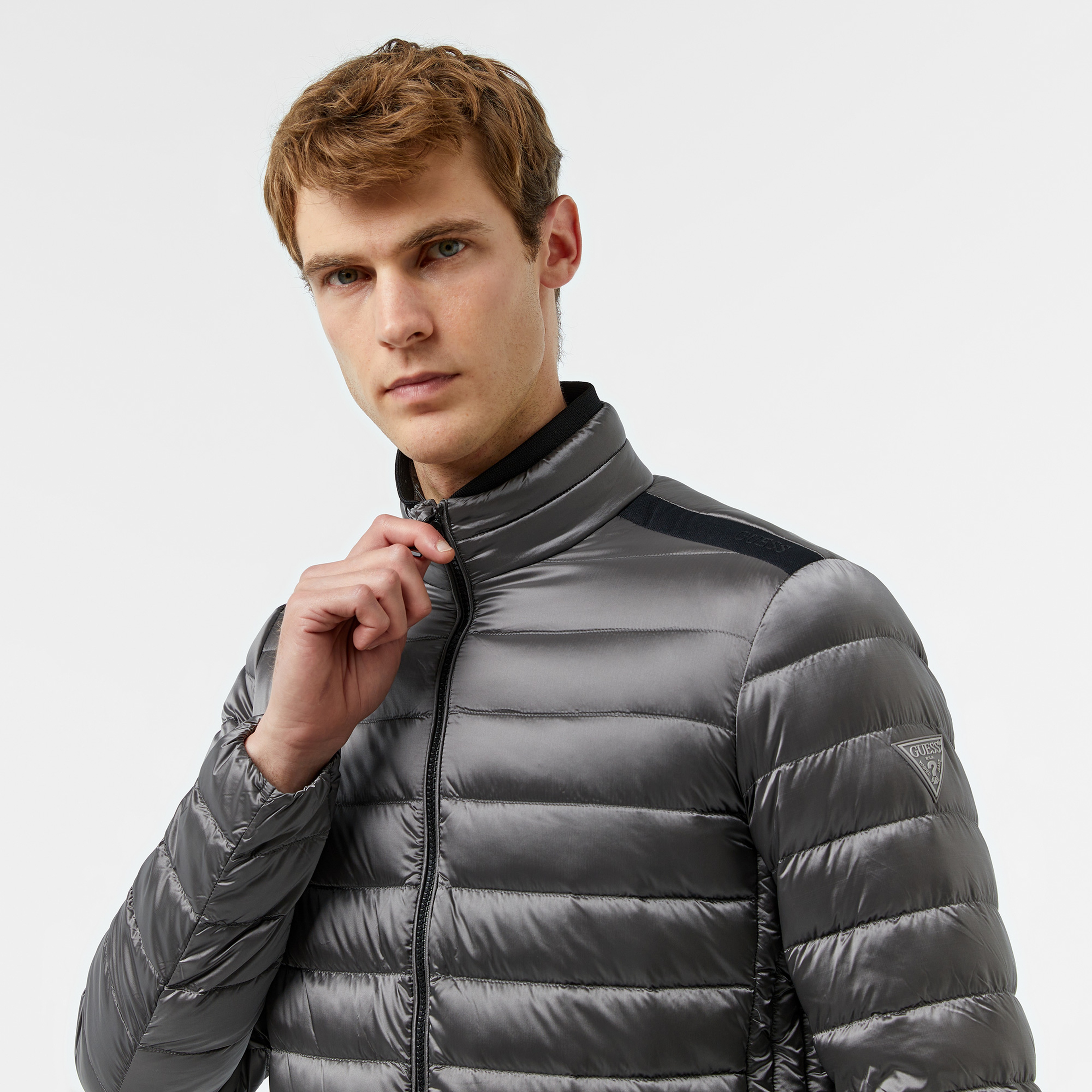 Guess Light Packable Reald Fıne Shiny Nylon 38 Erkek Gri Mont