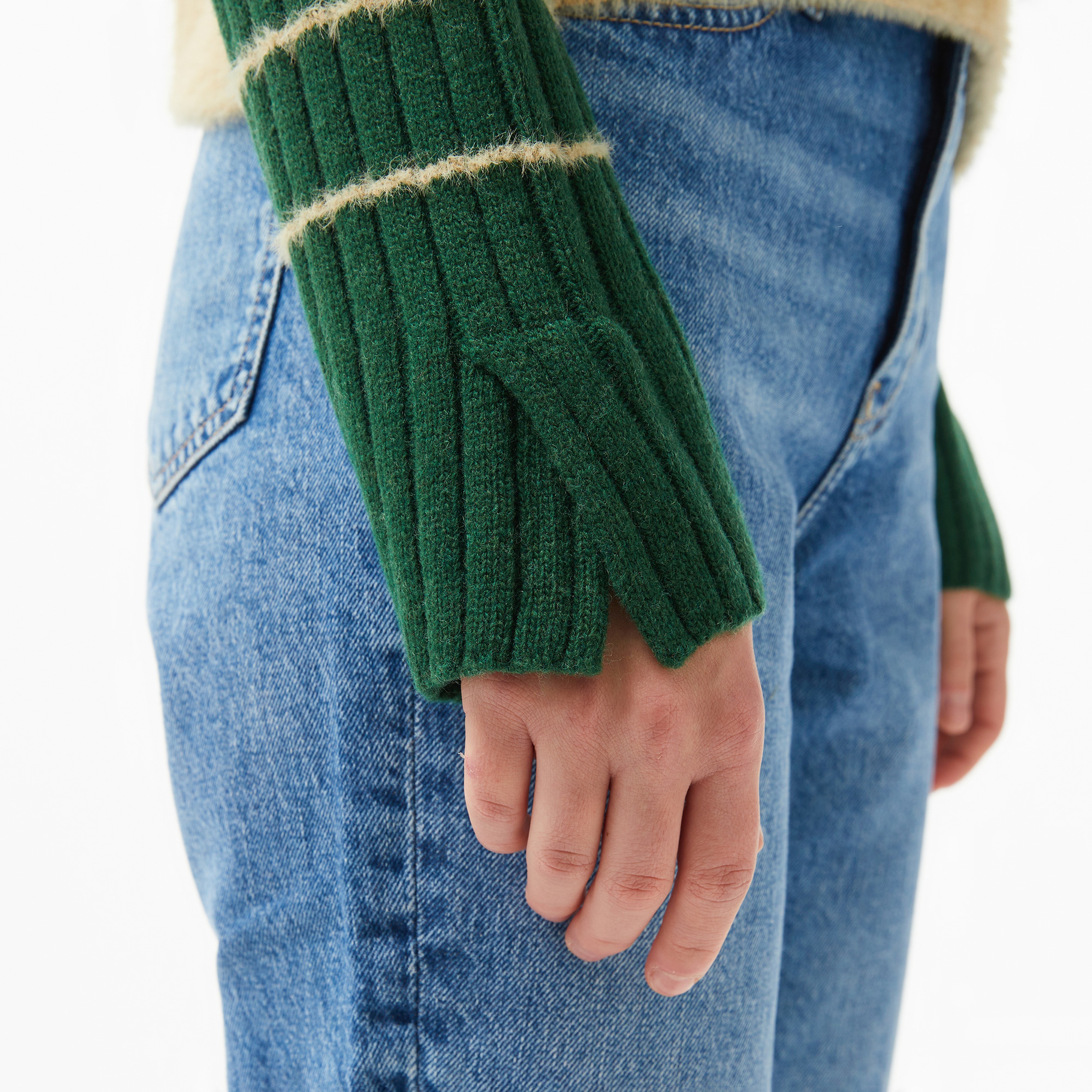 ふく！ Lacoste Kadın Regular Fit Yarım Fermuarlı Renk Bloklu Yeşil