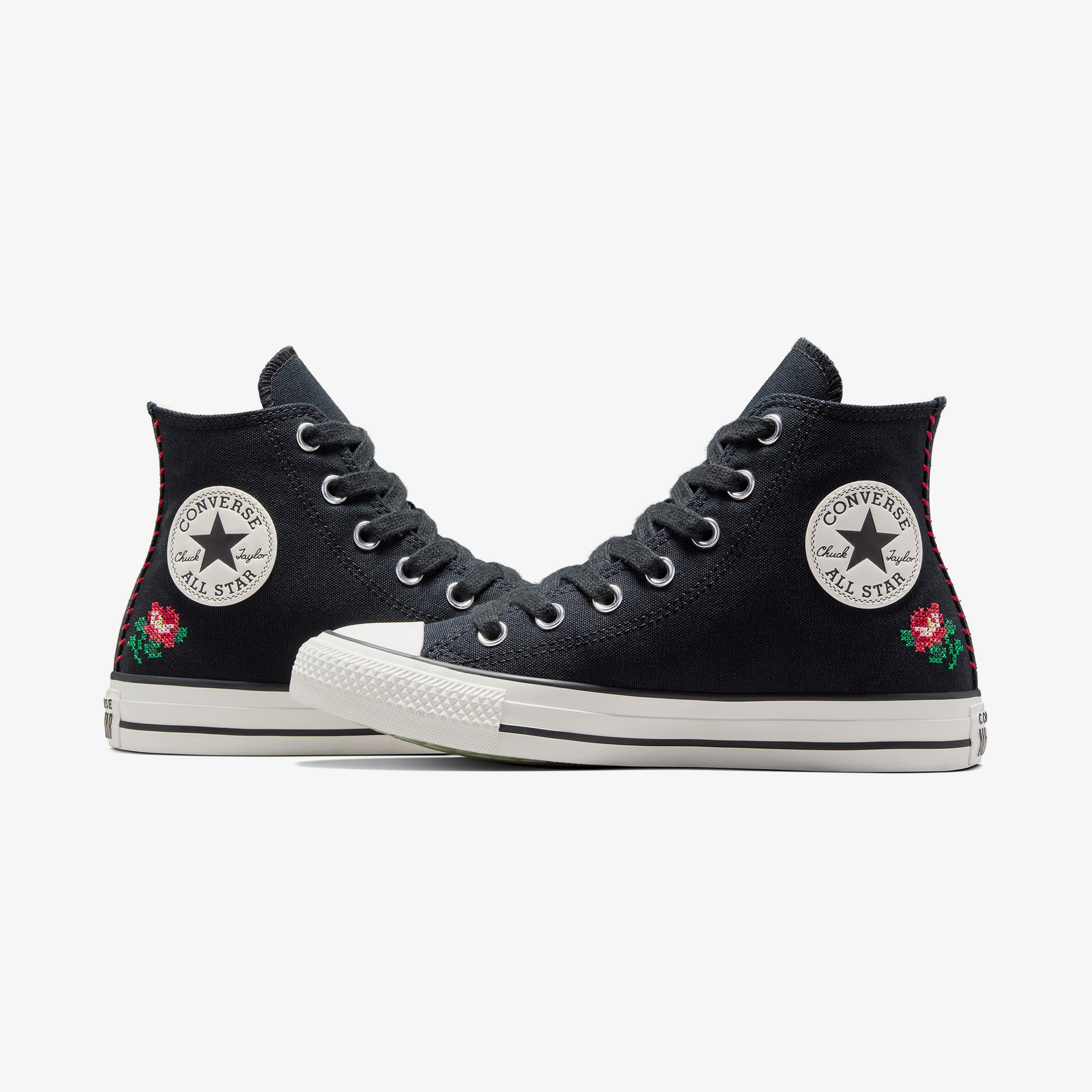Converse Chuck Taylor Rose Cross Stich Unisex Siyah Sneaker