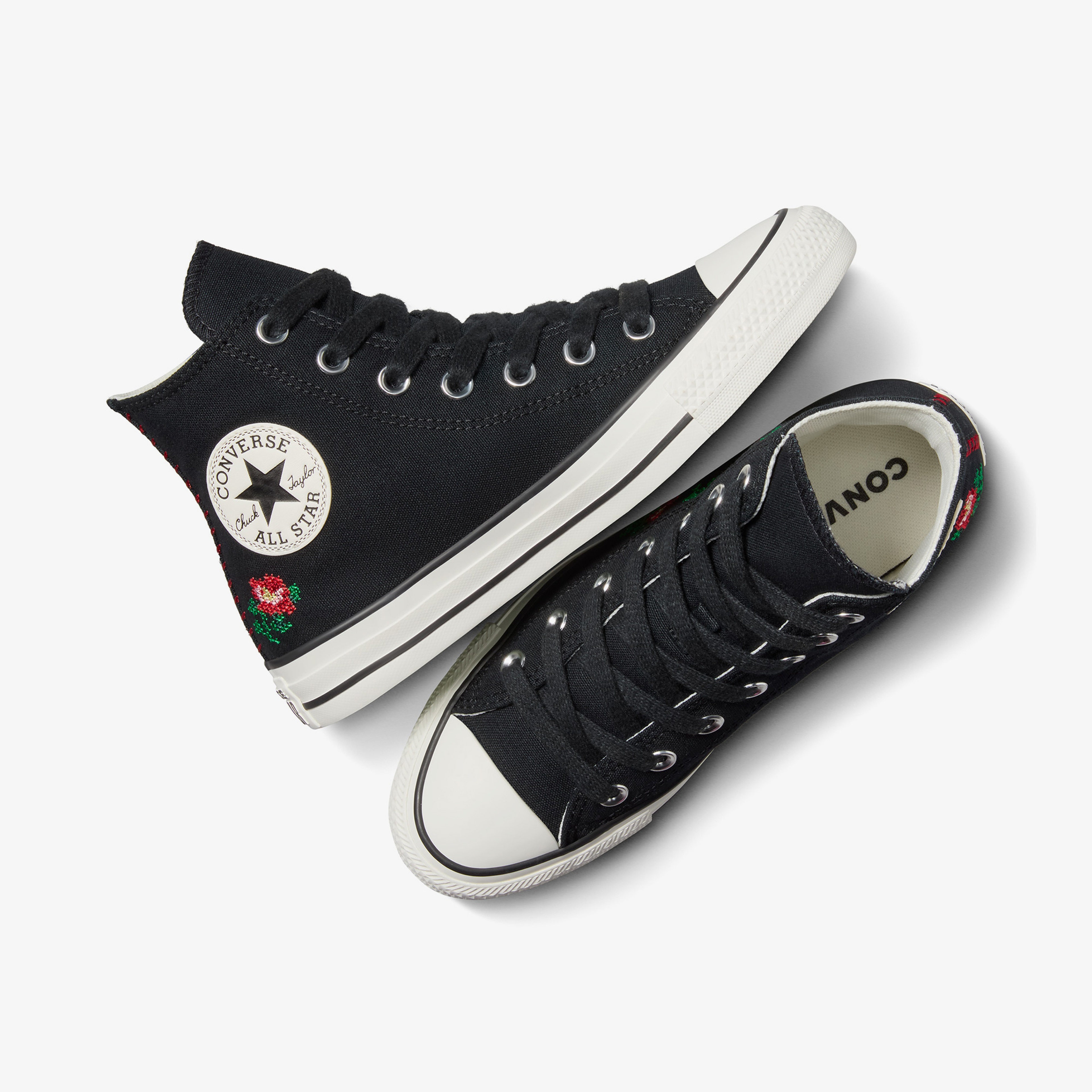 Converse Chuck Taylor Rose Cross Stich Unisex Siyah Sneaker