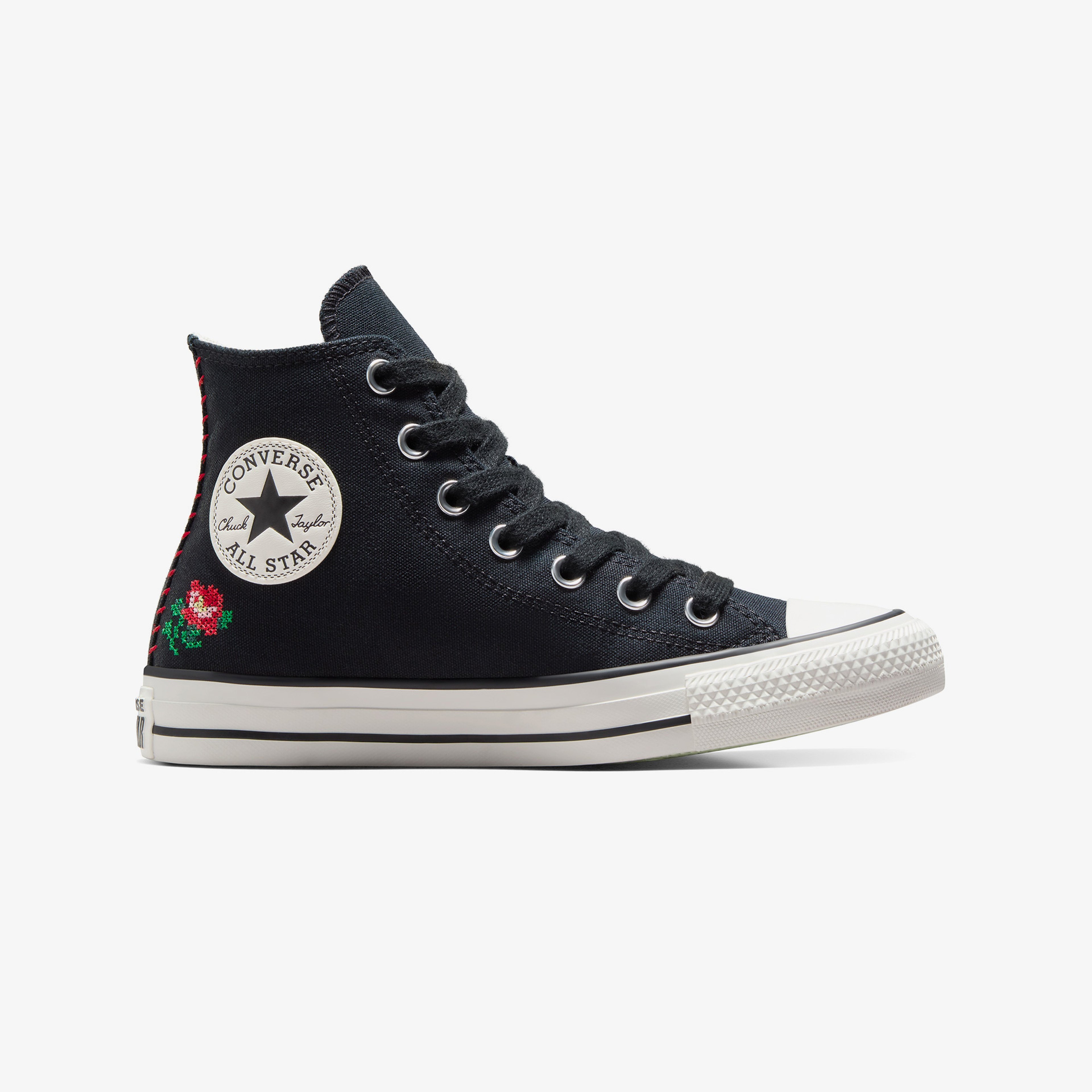 Converse Chuck Taylor Rose Cross Stich Unisex Siyah Sneaker