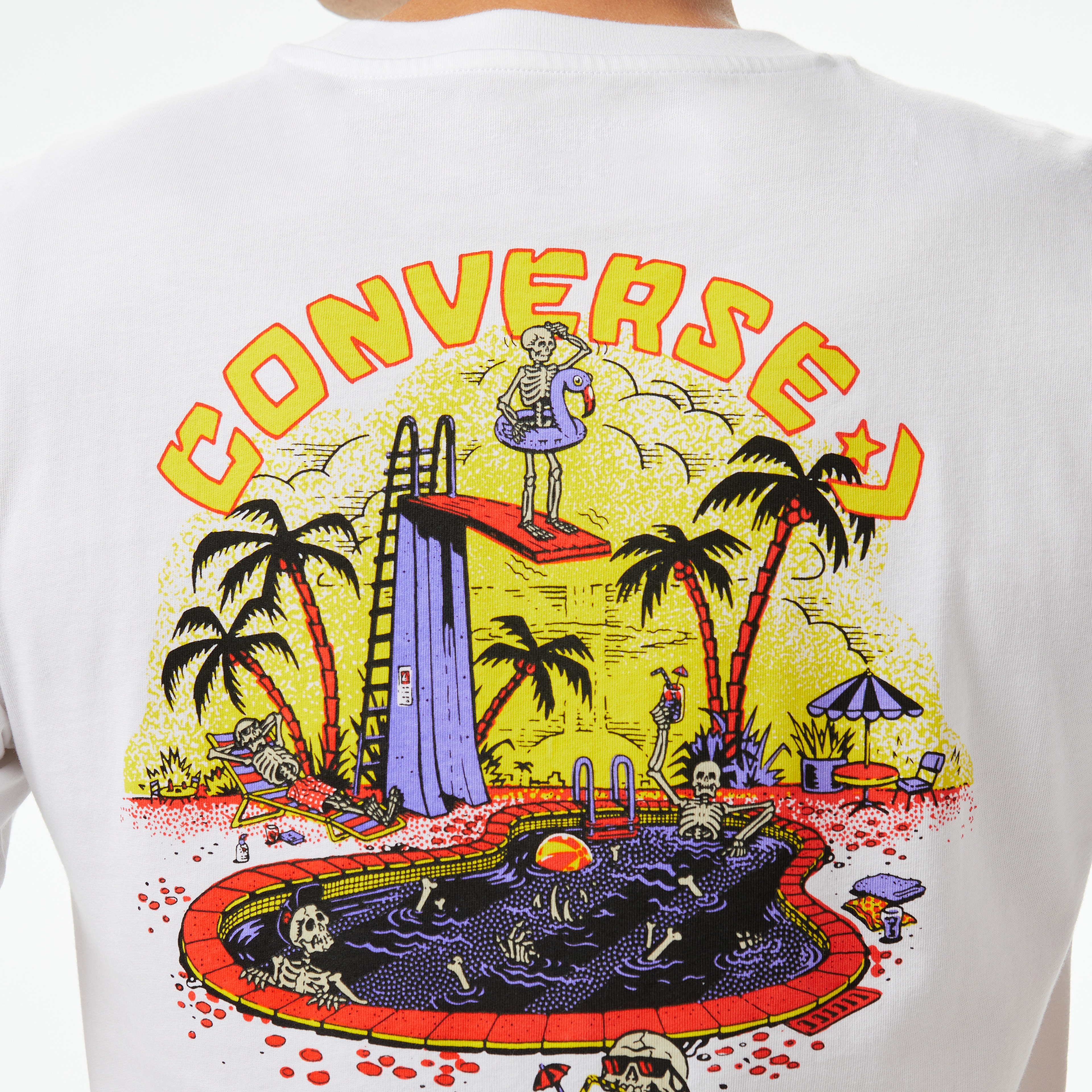 Converse Skeleton Party Erkek Beyaz T-Shirt