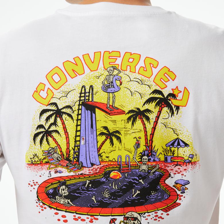 Converse Skeleton Party Erkek Beyaz T-Shirt