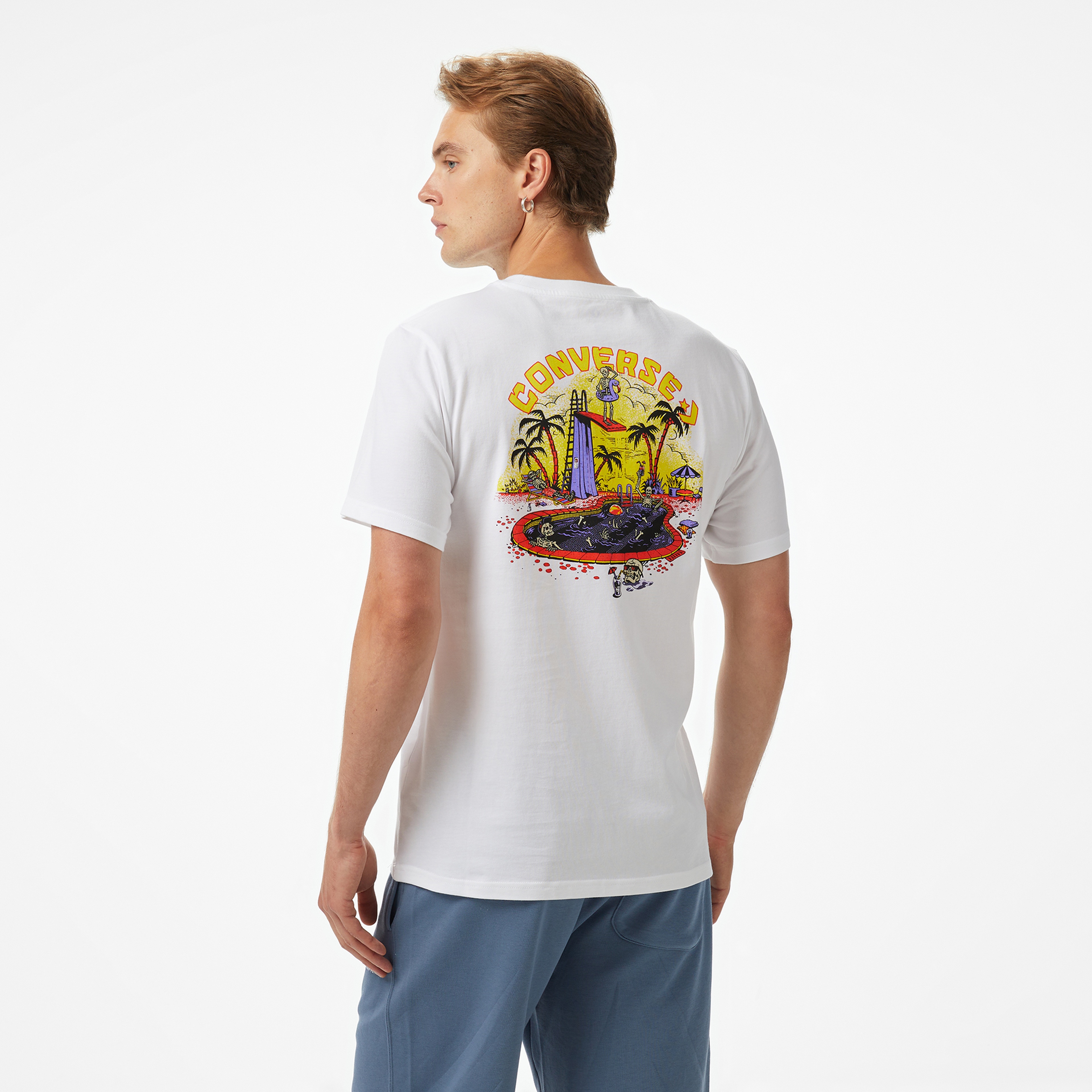 Converse Skeleton Party Erkek Beyaz T-Shirt