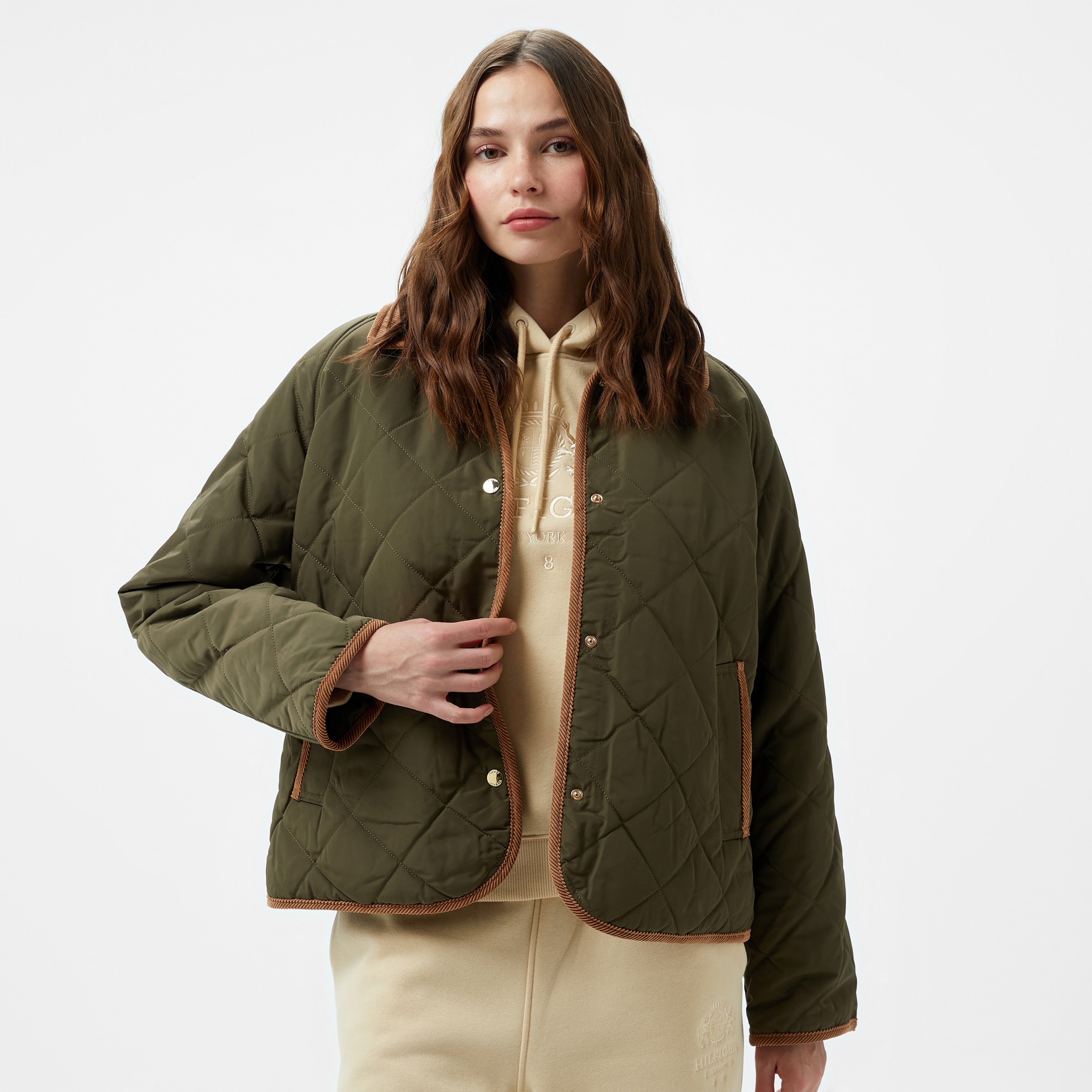 Tommy Hilfiger Quilted Reversıble Kadın Haki Ceket
