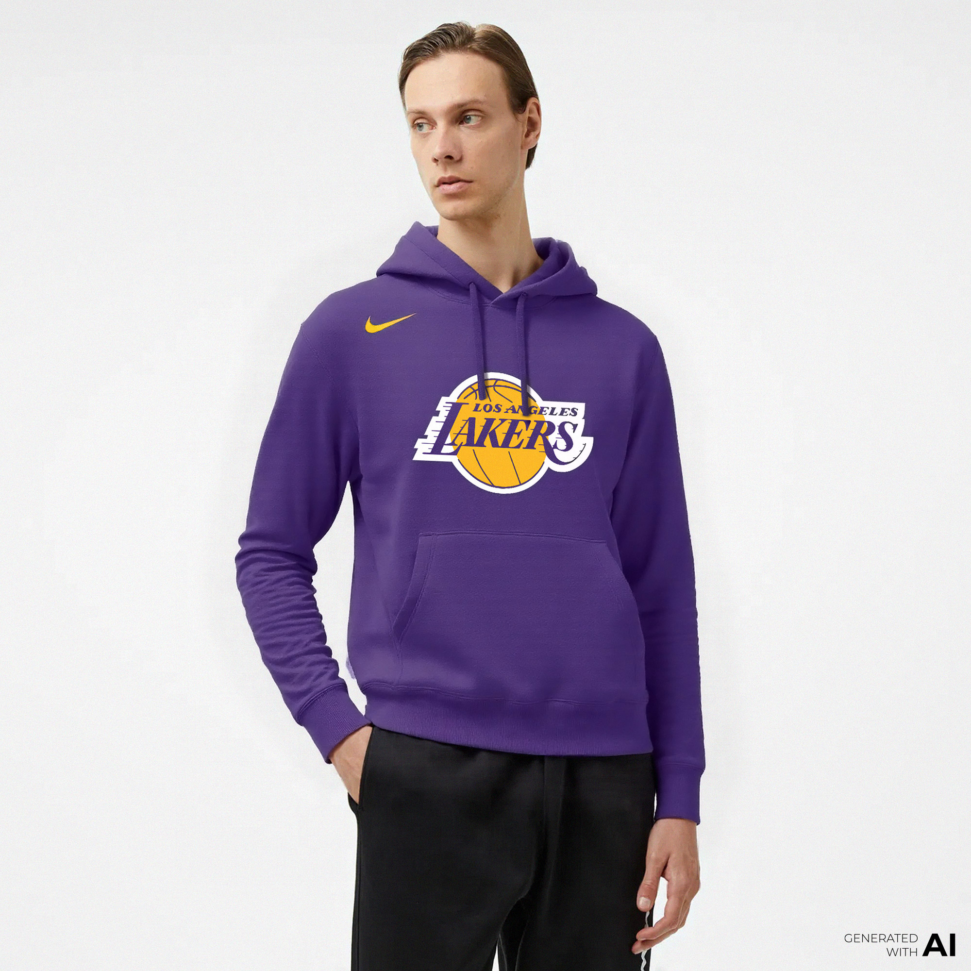 Nike Los Angeles Lakers Club Pullover Erkek Mor HoodieXLDX9997