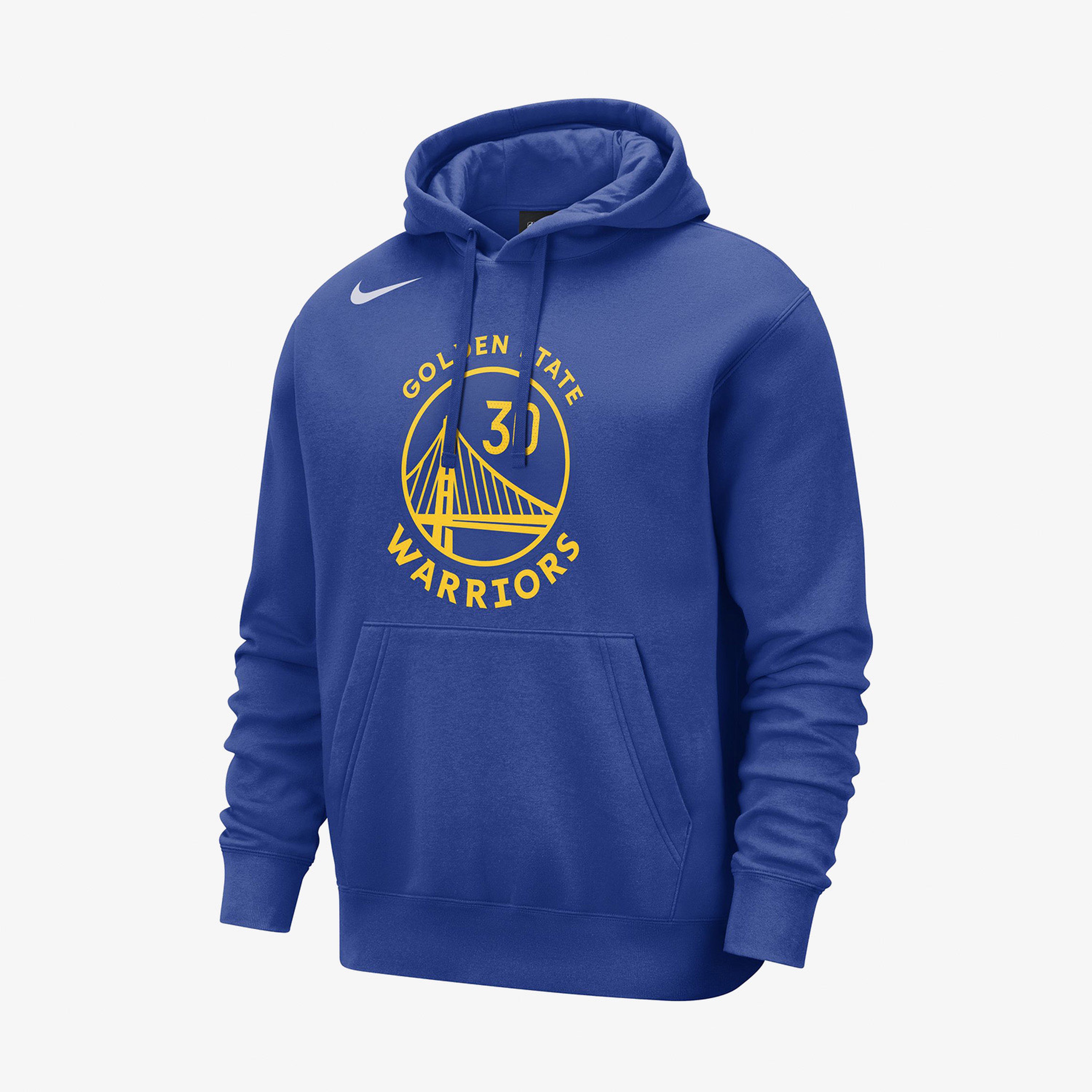 Nike Golden State Warriors Club Erkek Mavi Hoodie